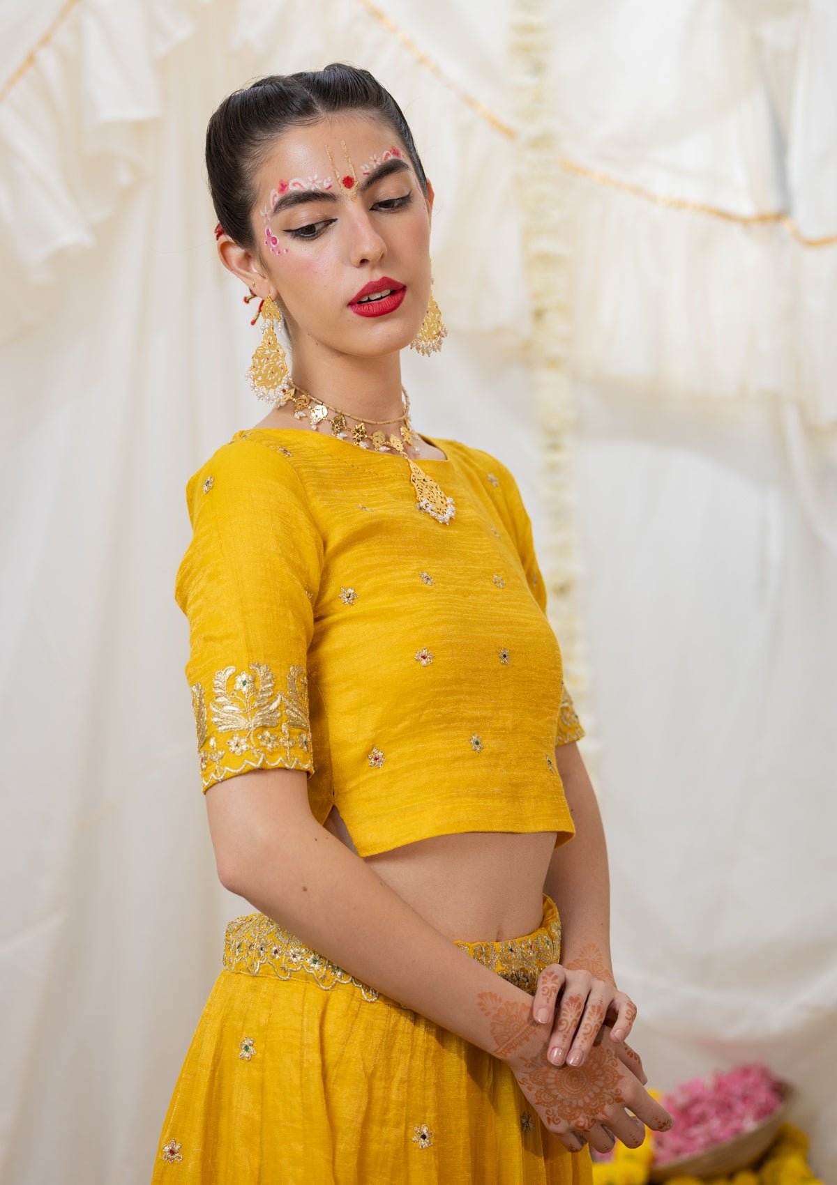 Shayari Yellow Silk Blouse