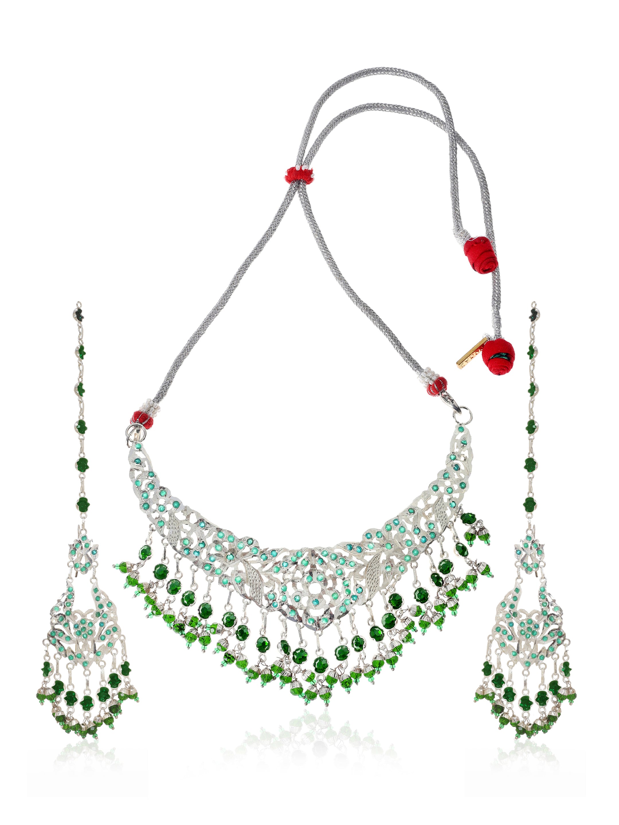 Yashomati Handmade Silver Necklace & Earrings Set