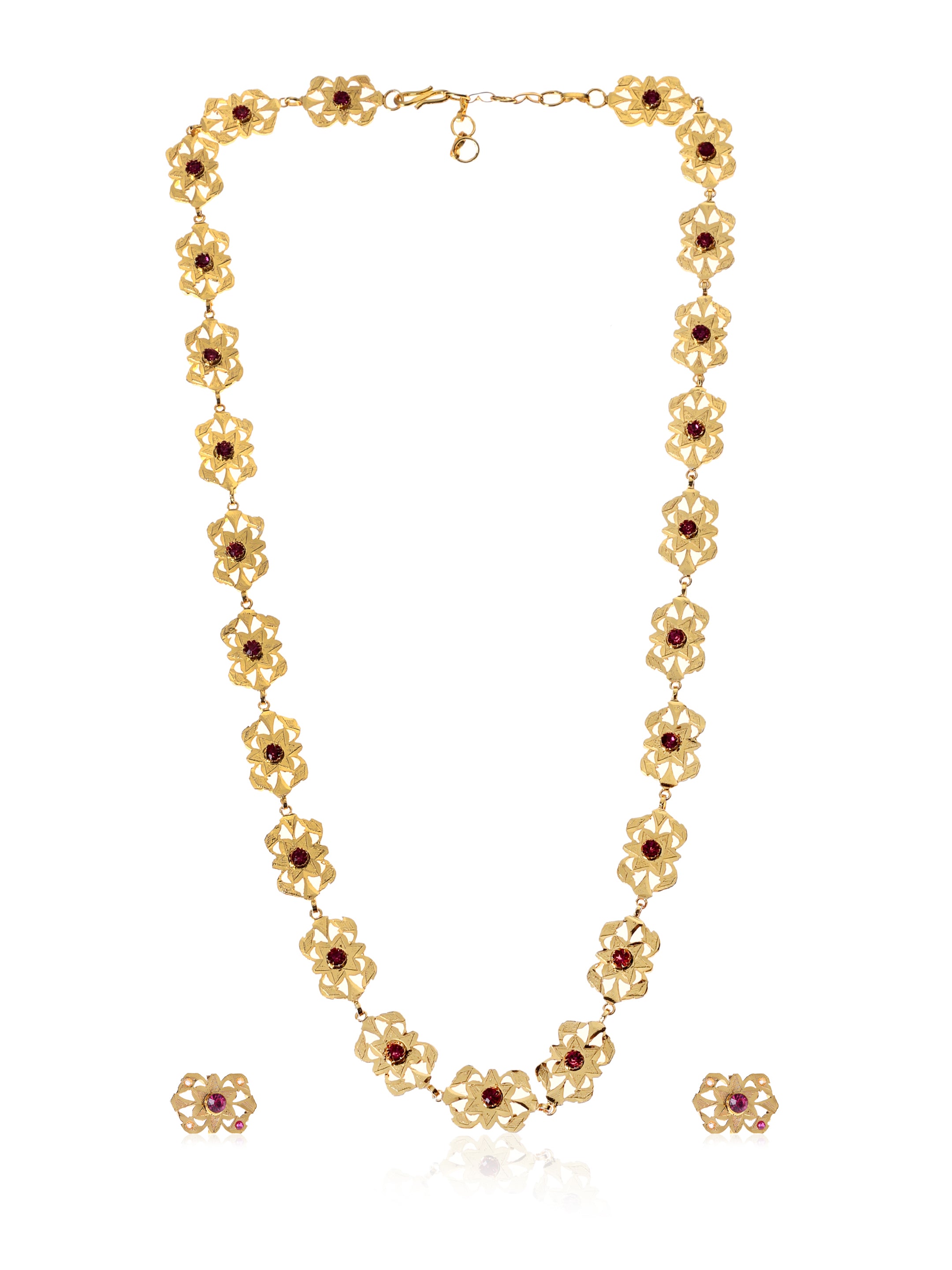 Sarika Gold Tone Silver Necklace & Earrings Set