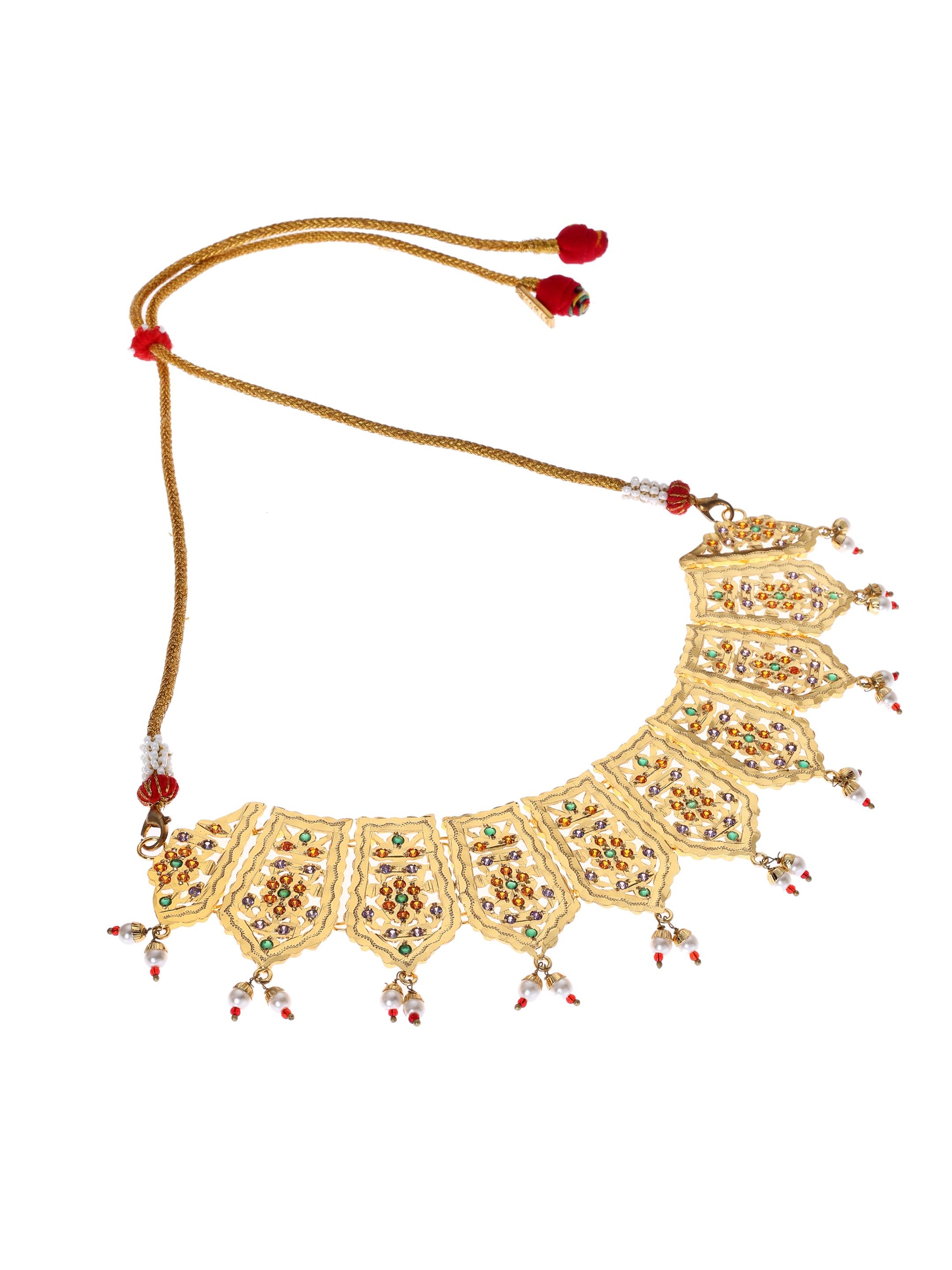 Mayuri Gold Tone Silver Necklace & Earrings