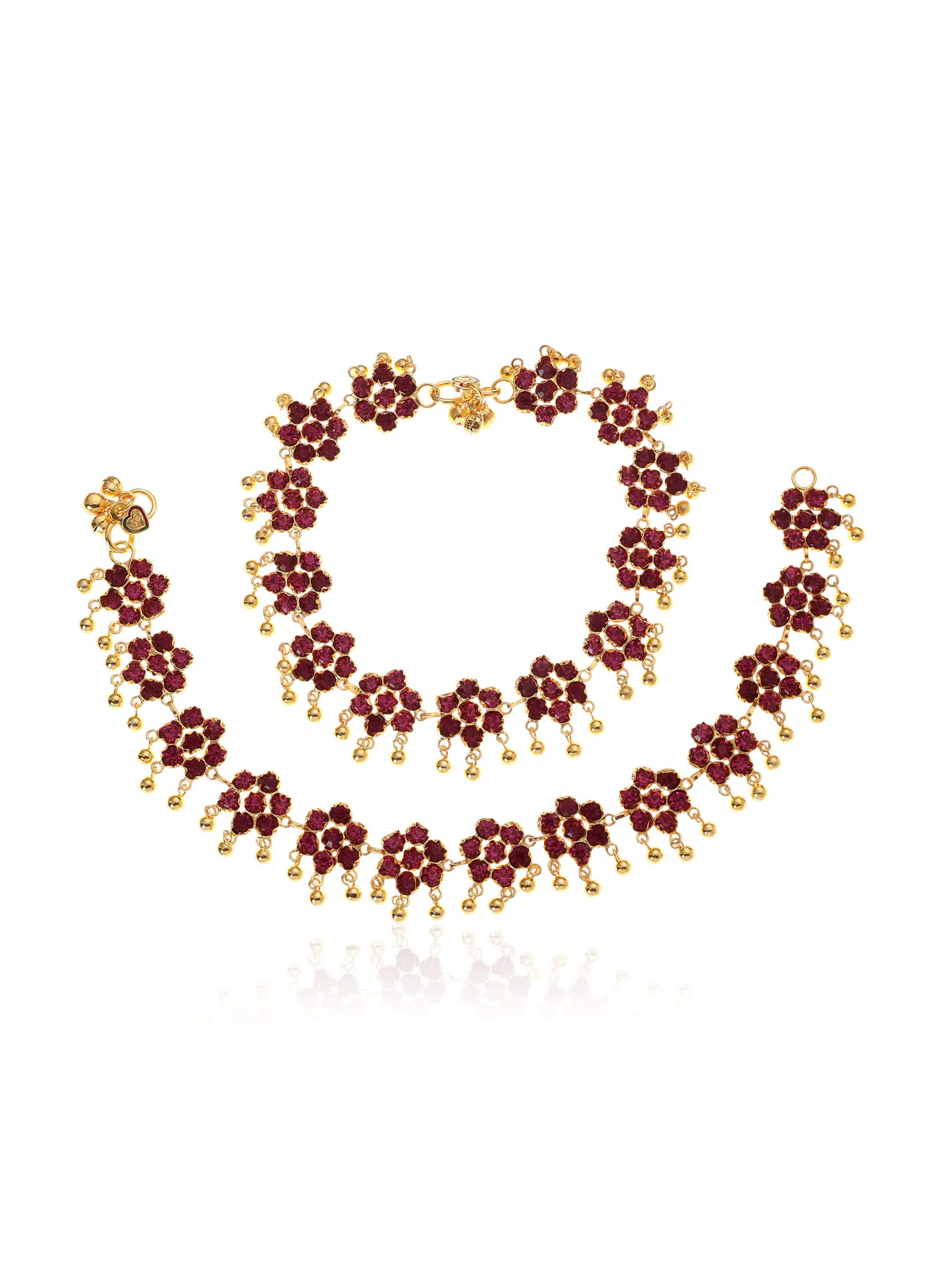 Gulnaaz Gold Tone Silver Anklets