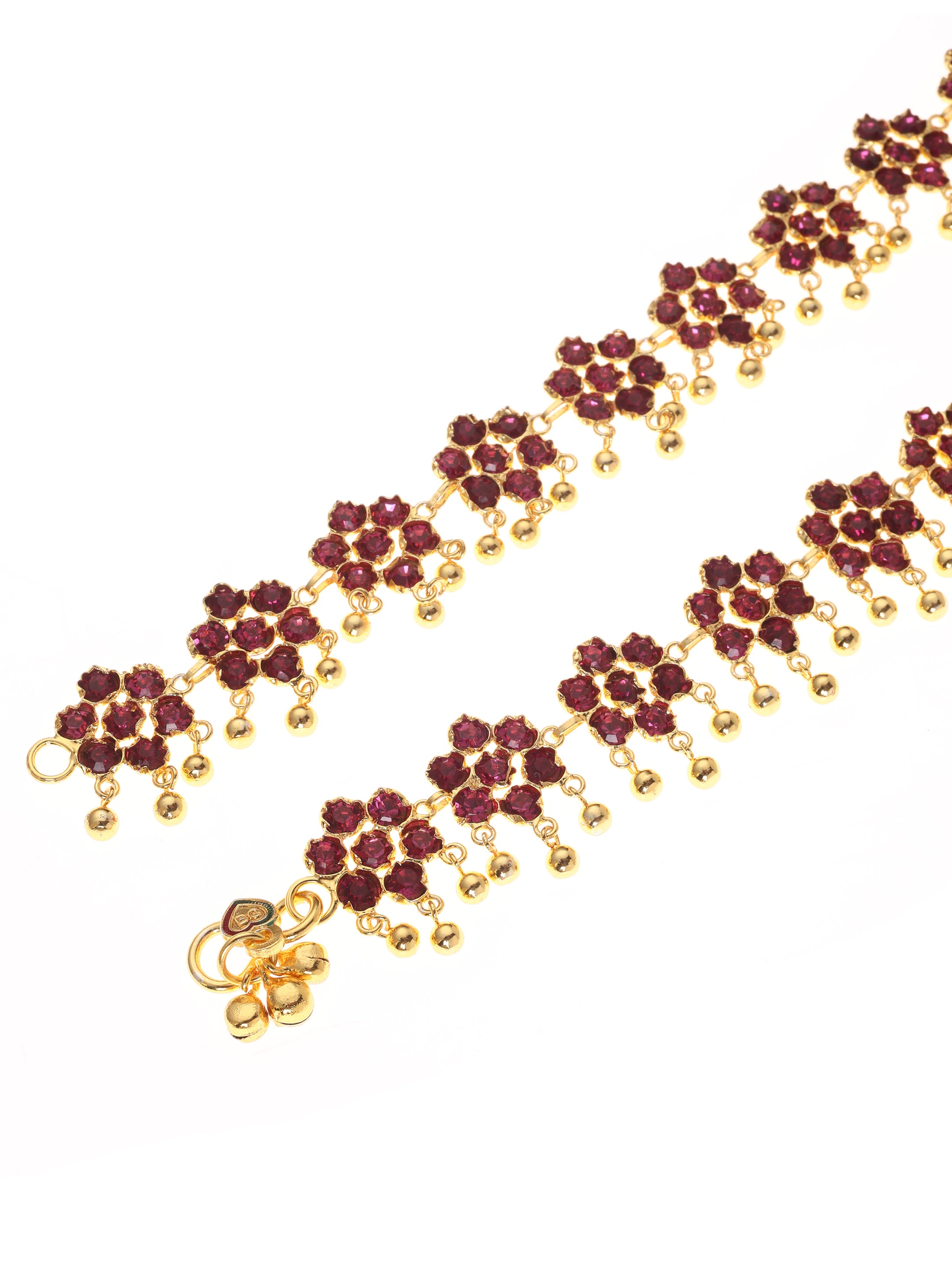 Gulnaaz Gold Tone Silver Anklets