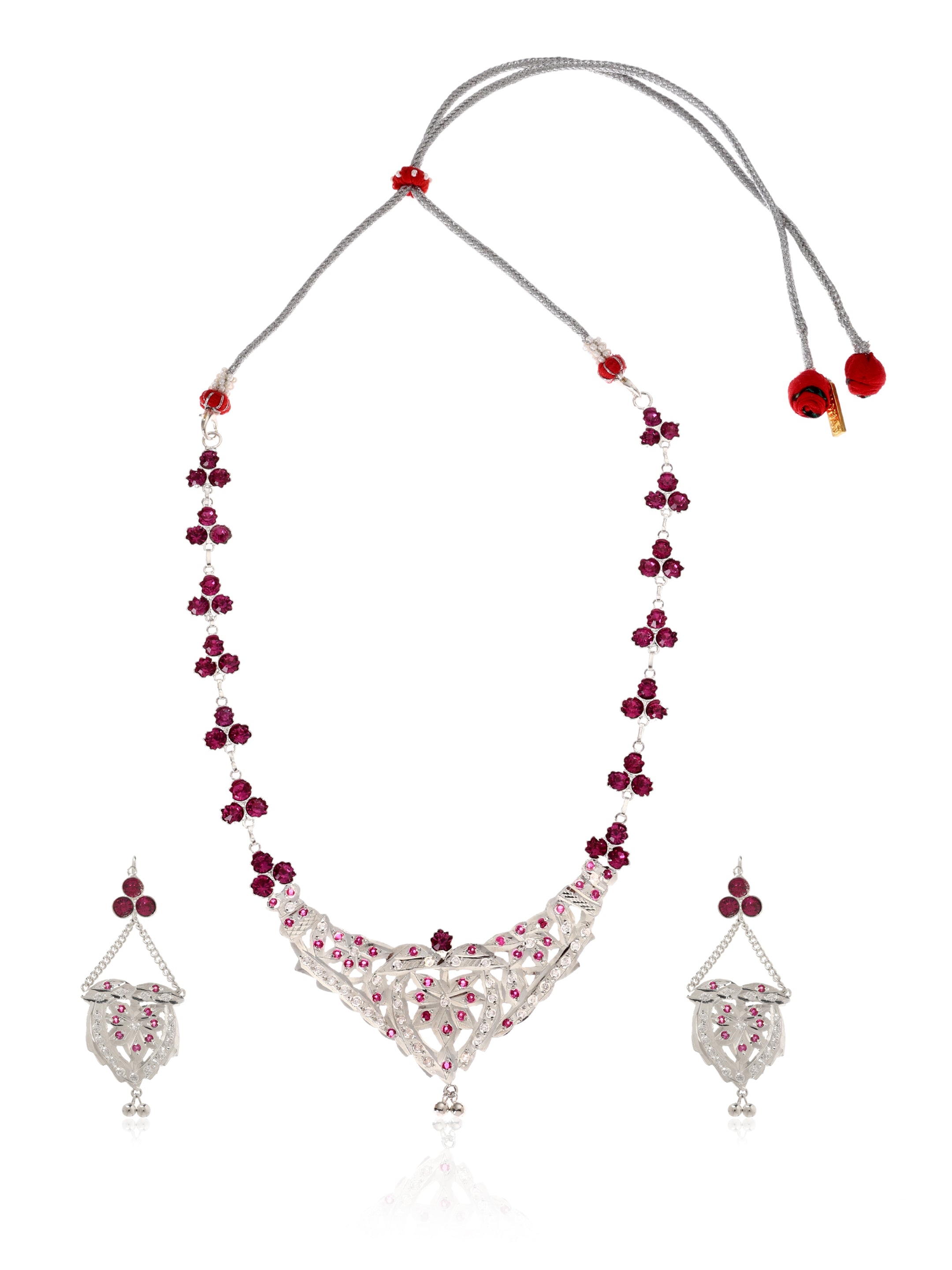 Nabila Handmade Silver  Necklace & Earrings Set