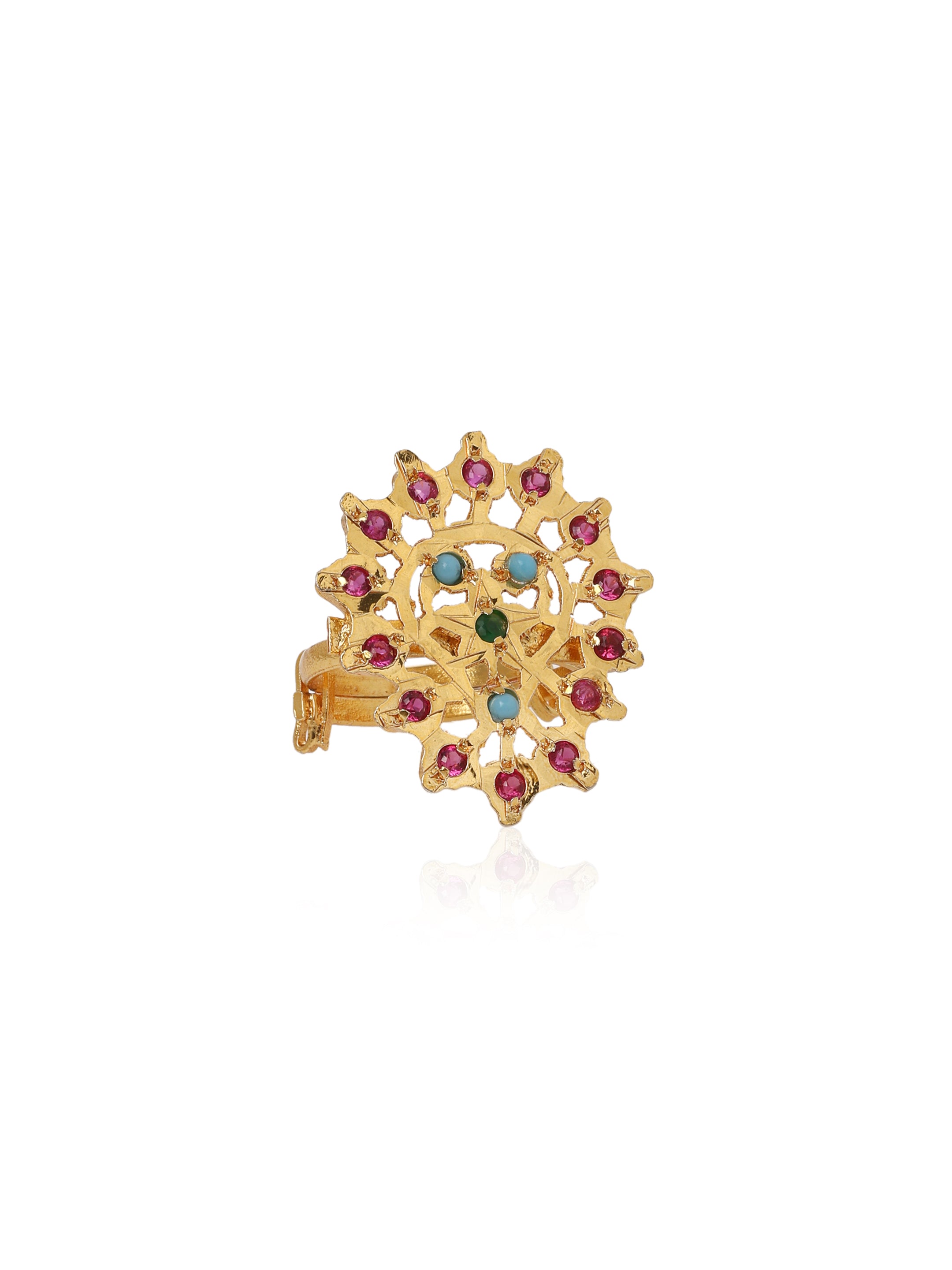 Kavya Gold Tone Silver Ring