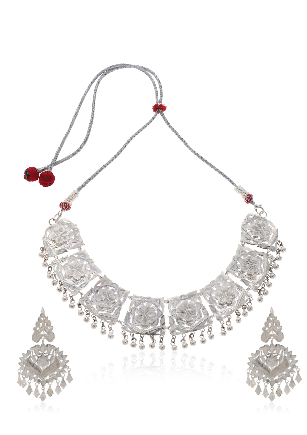 Kalpana Silver Necklace & Earrings Set