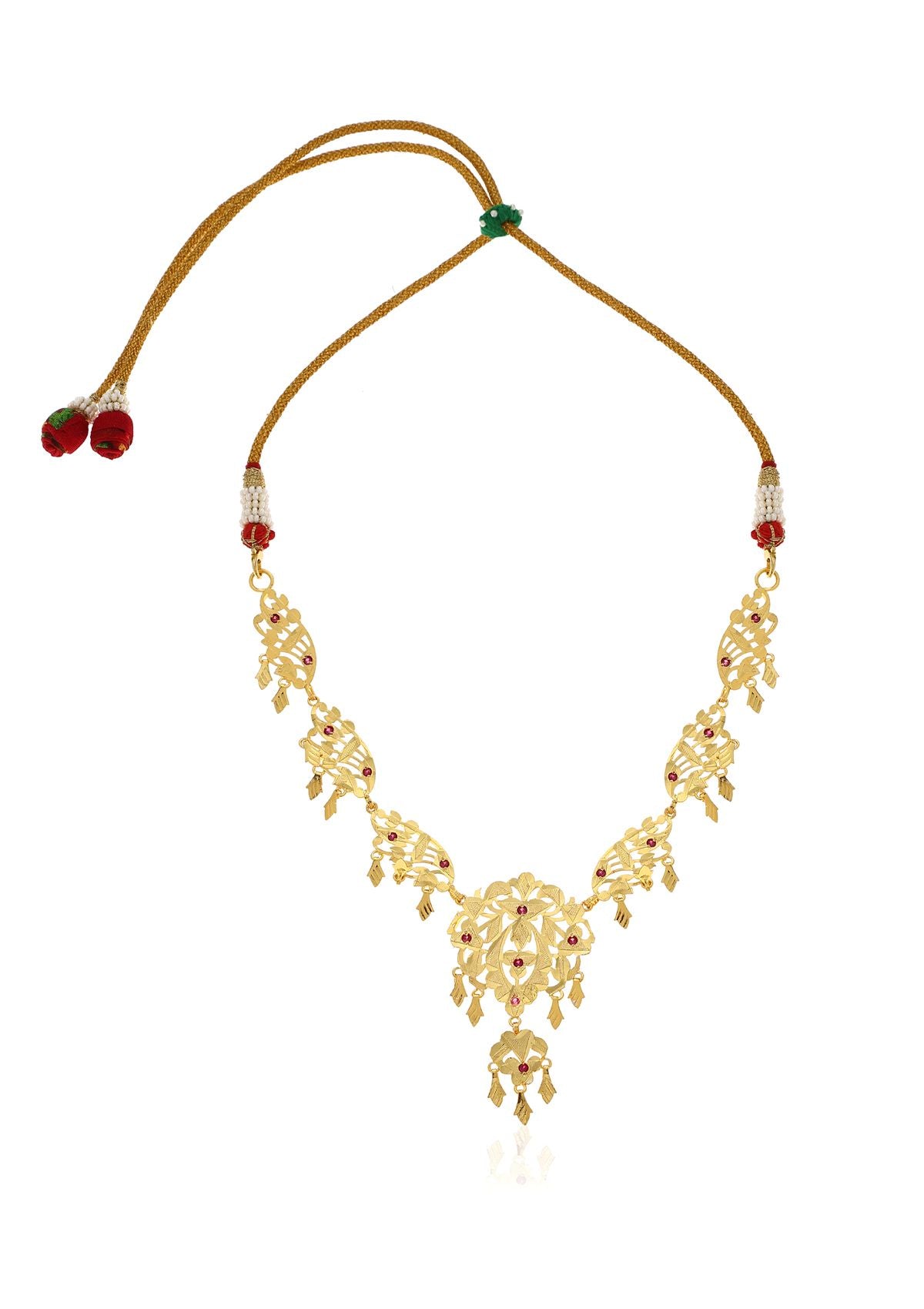 Rehnuma Gold Tone Silver Necklace & Earrings Set