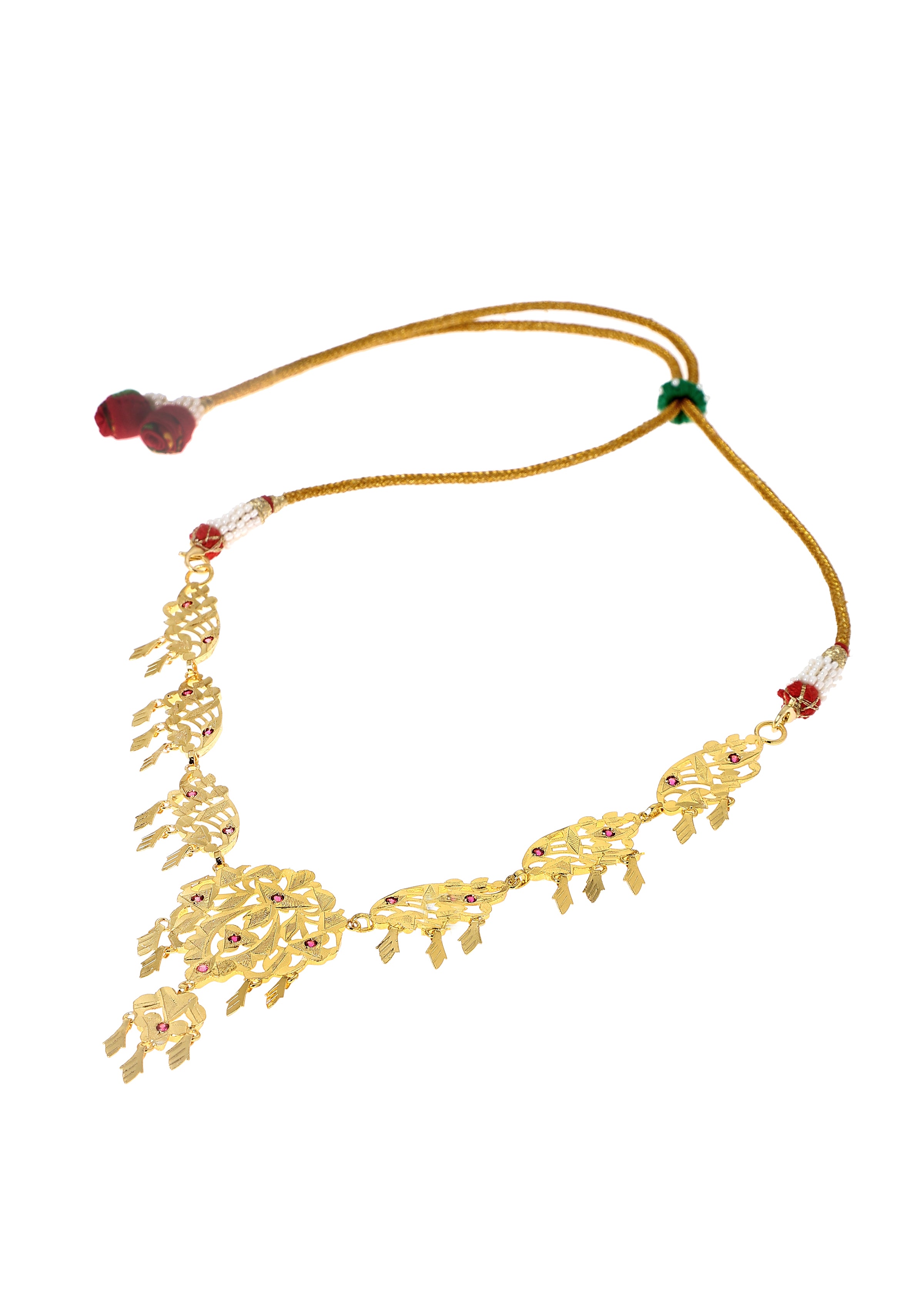 Rehnuma Gold Tone Silver Necklace & Earrings Set