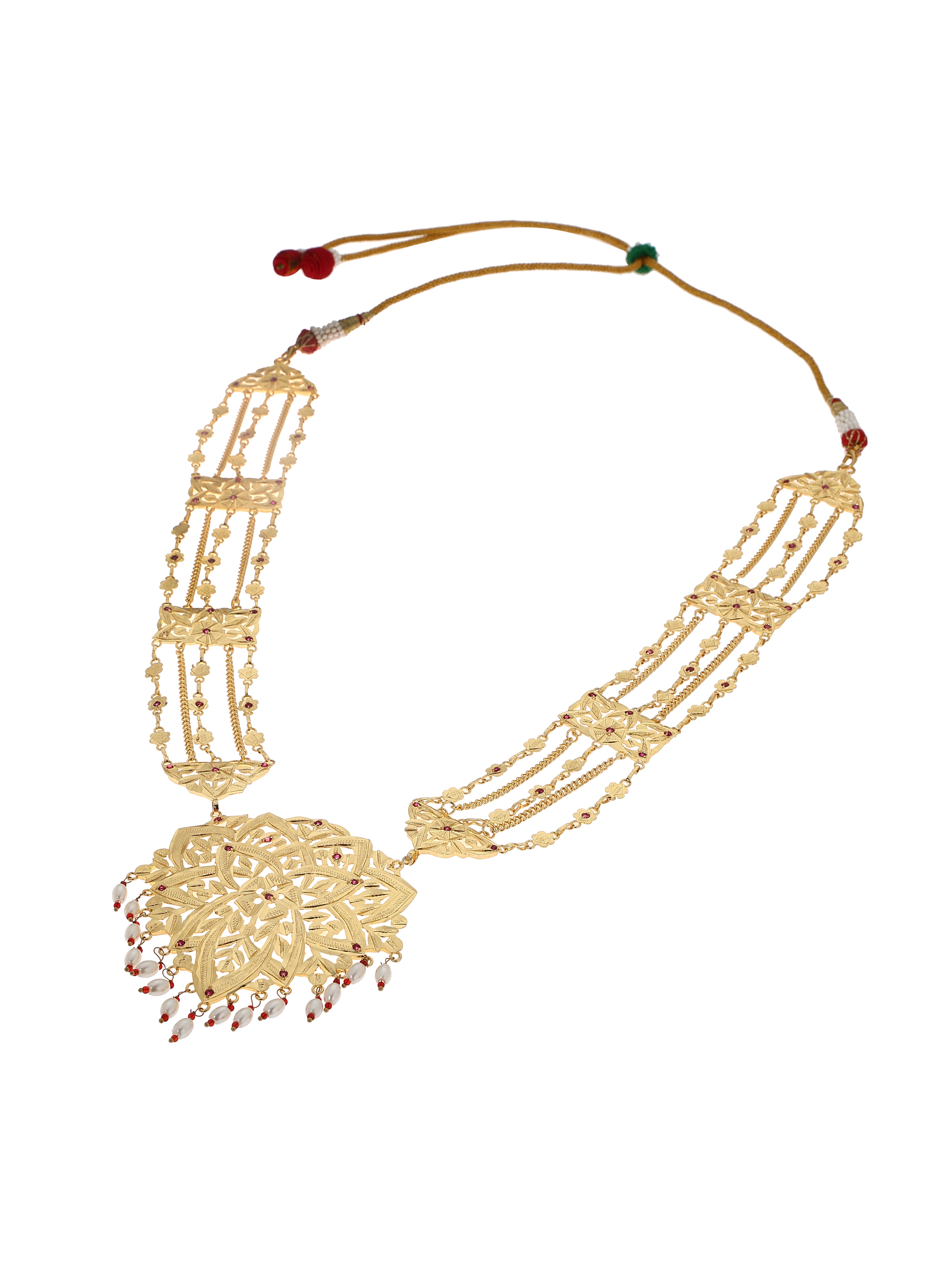 Sahuri Gold Tone Silver Necklace & Earrings Set