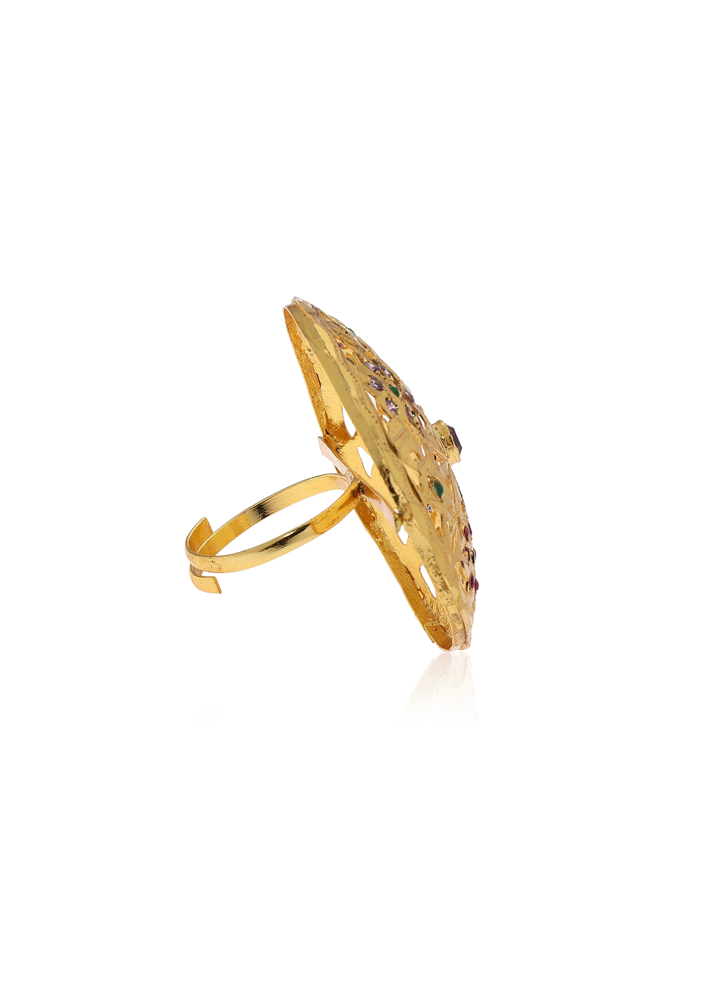 Chakri Gold Tone Silver Ring