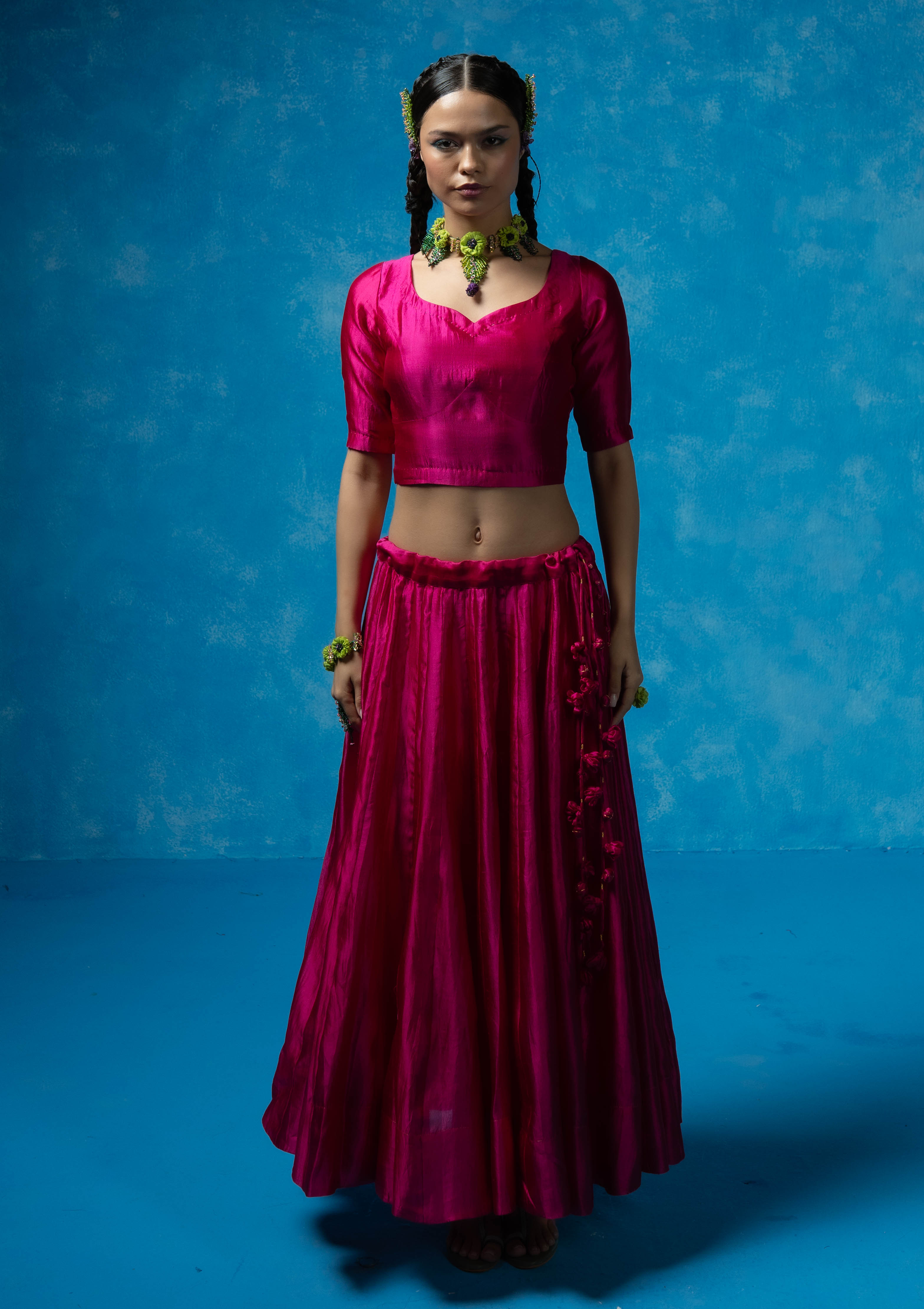 Rubab Silk Blouse & Skirt Set