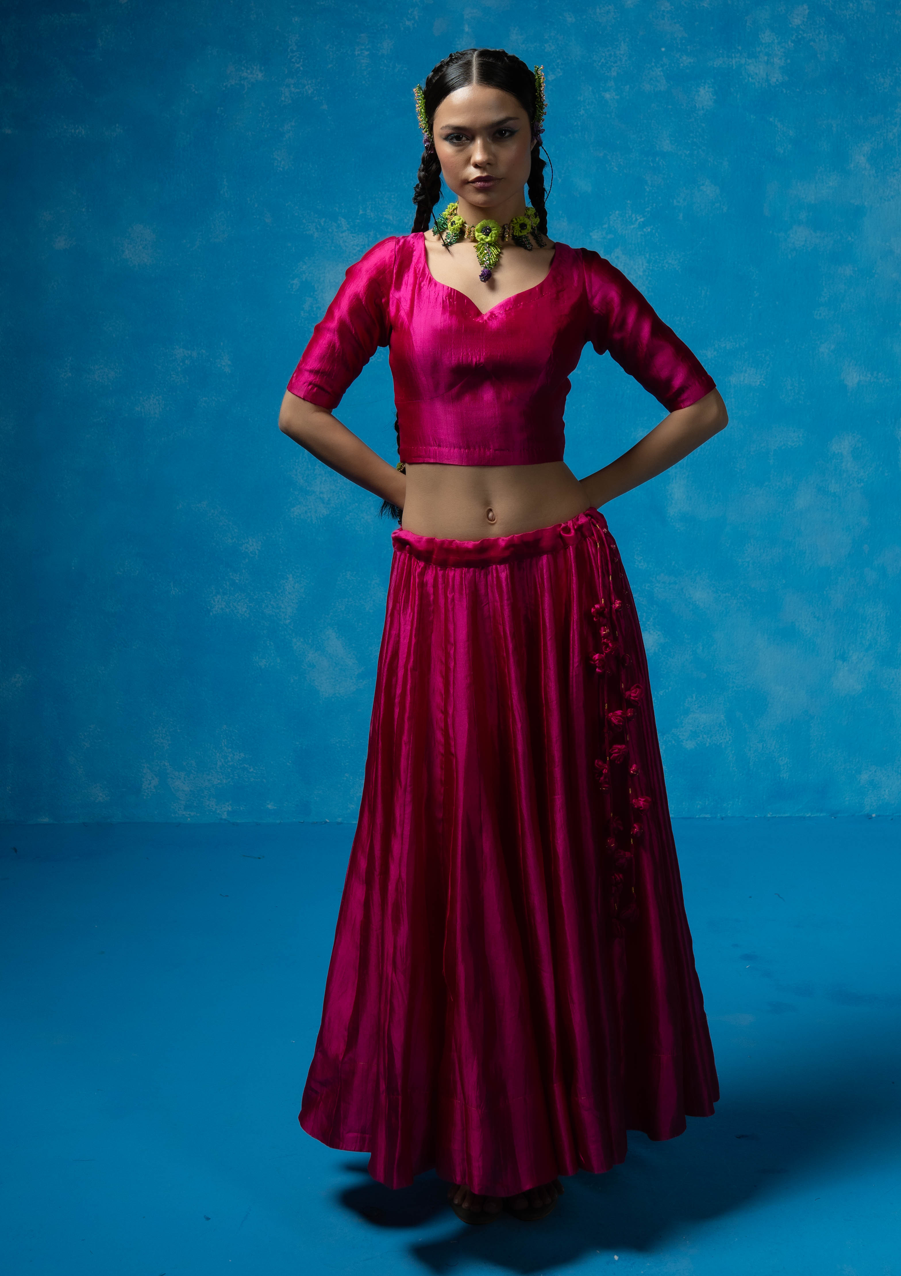 Rubab Silk Blouse & Skirt Set