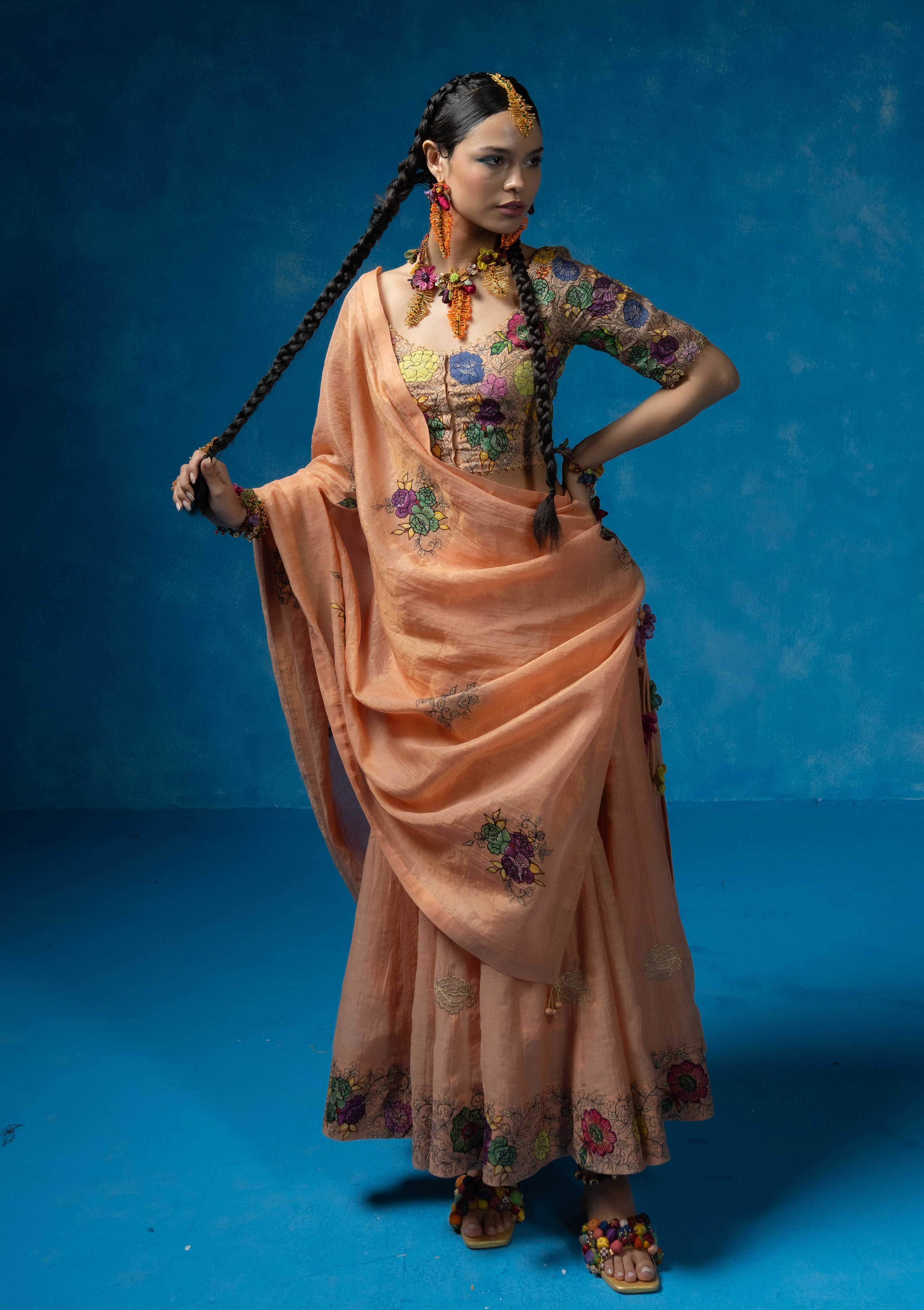 Indri Blouse, Skirt & Dupatta Set