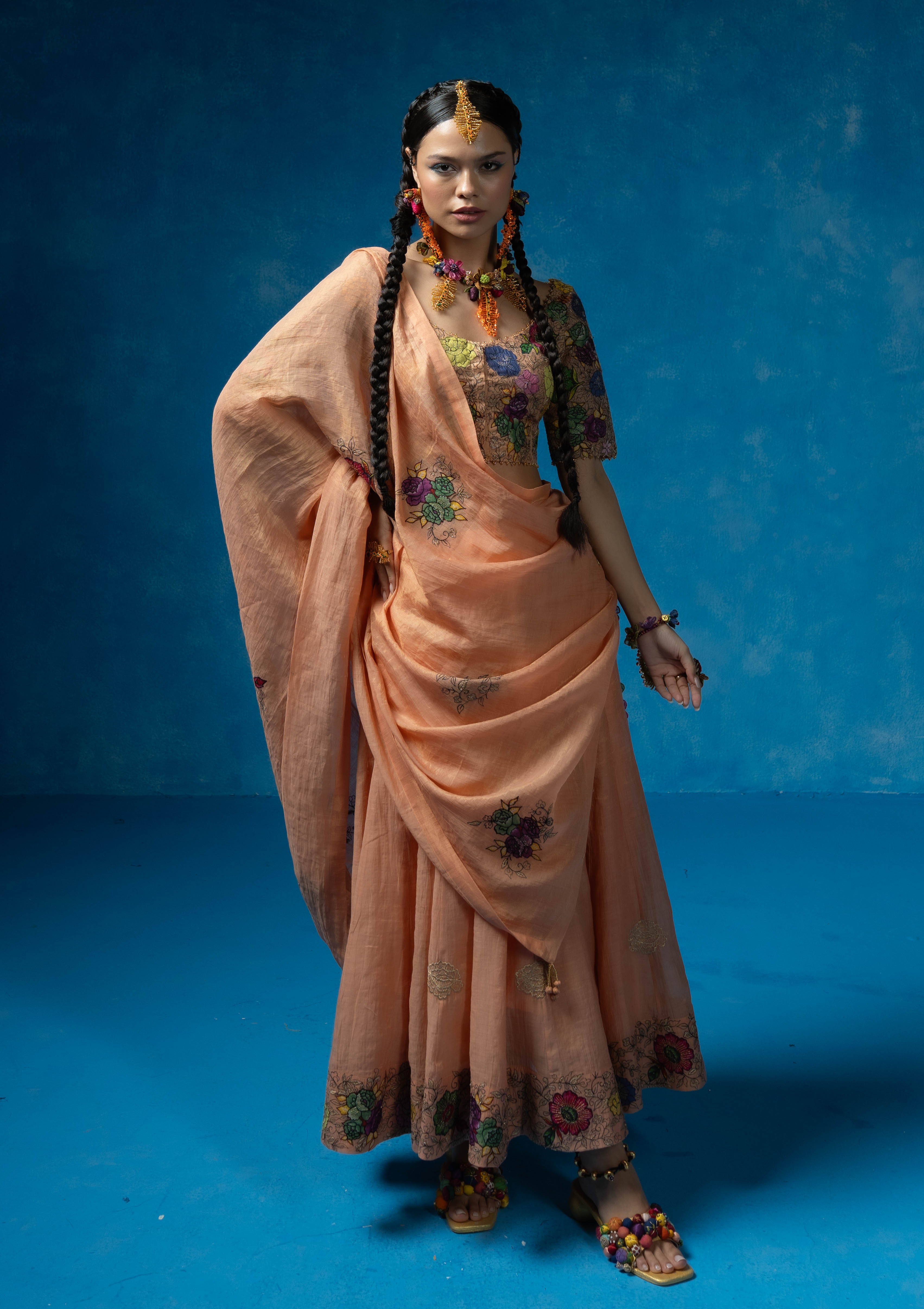 Indri Blouse, Skirt & Dupatta Set