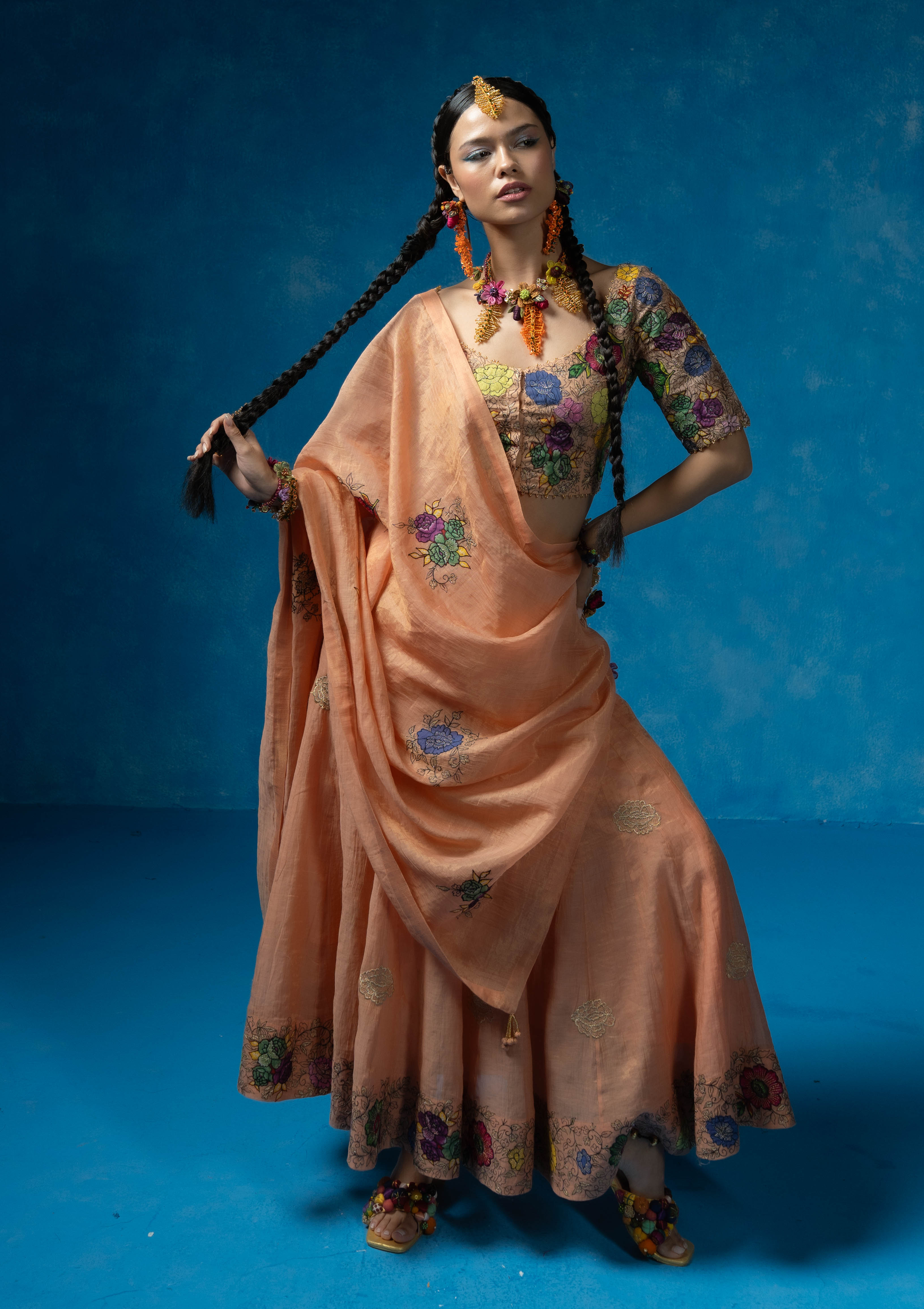 Indri Blouse, Skirt & Dupatta Set