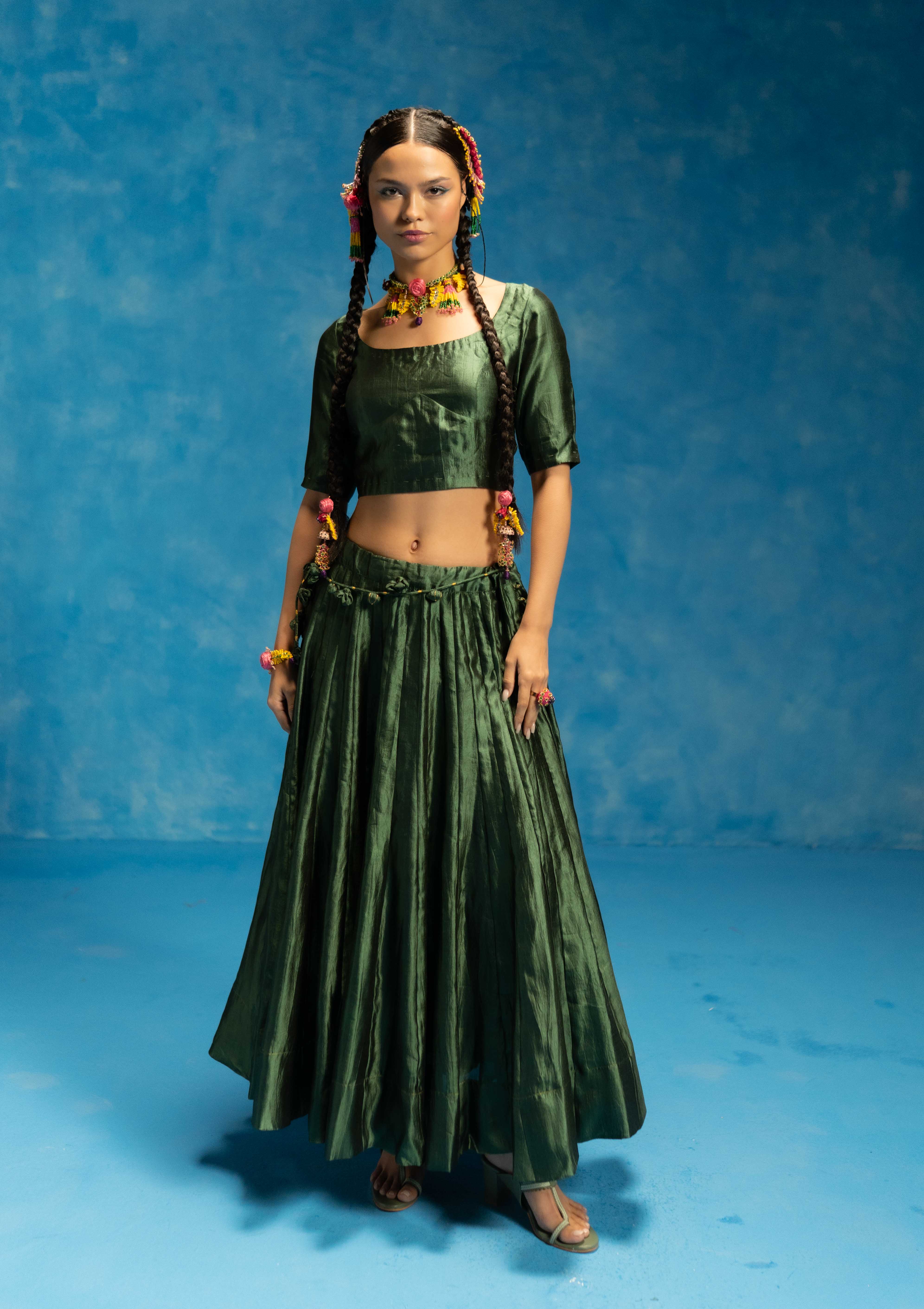 Aampanna Silk Blouse & Skirt Set