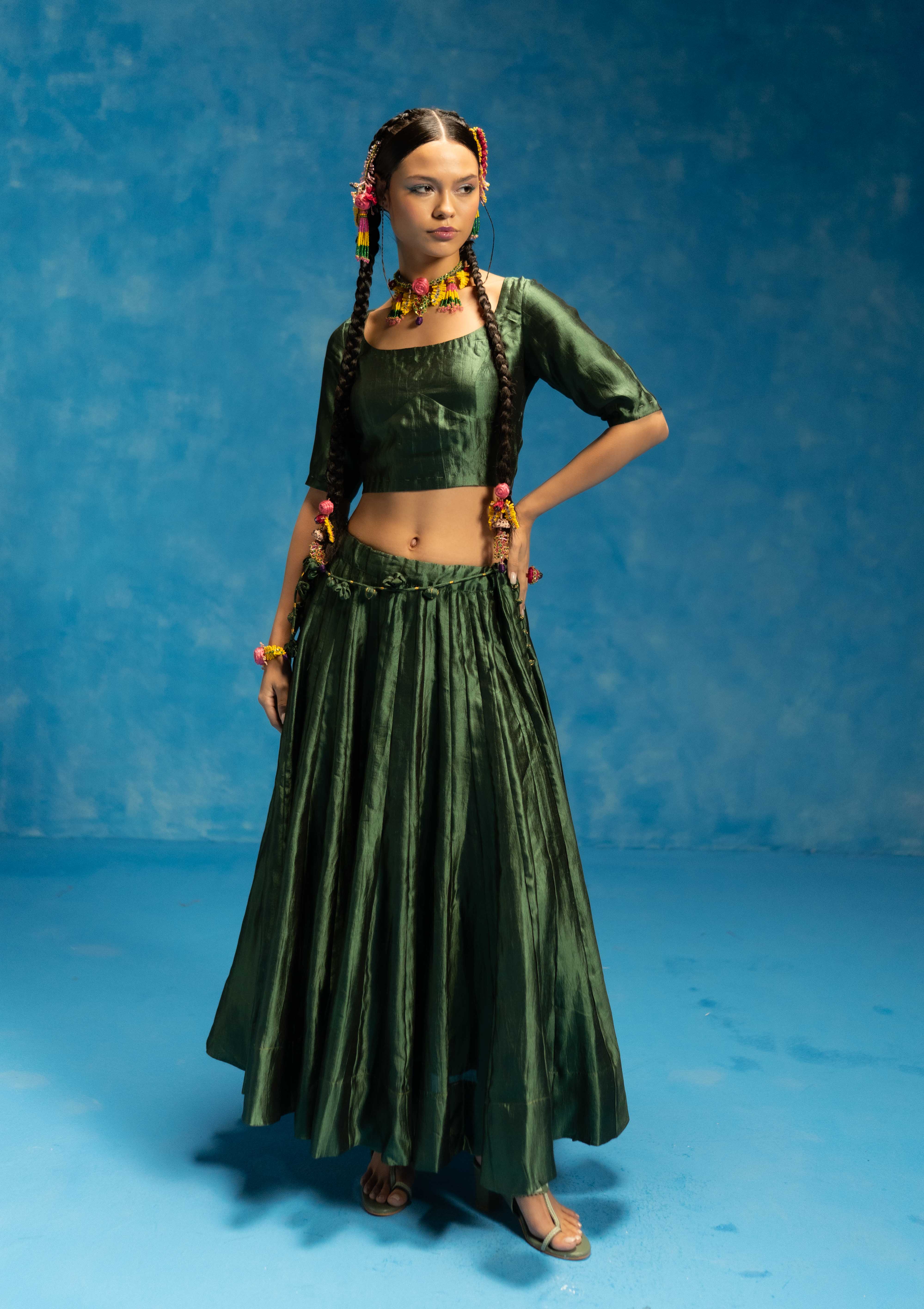 Aampanna Silk Blouse & Skirt Set