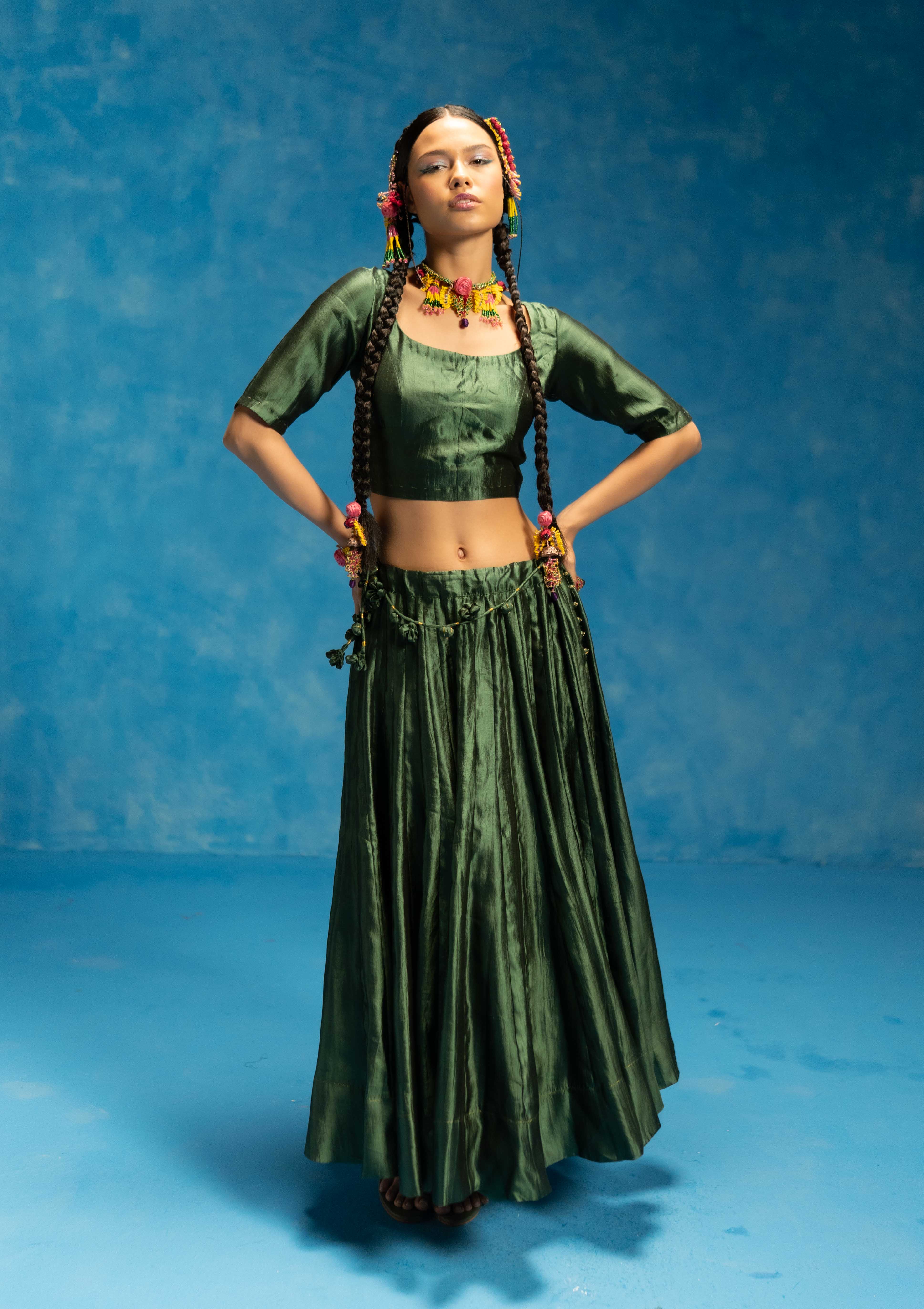 Aampanna Silk Blouse & Skirt Set