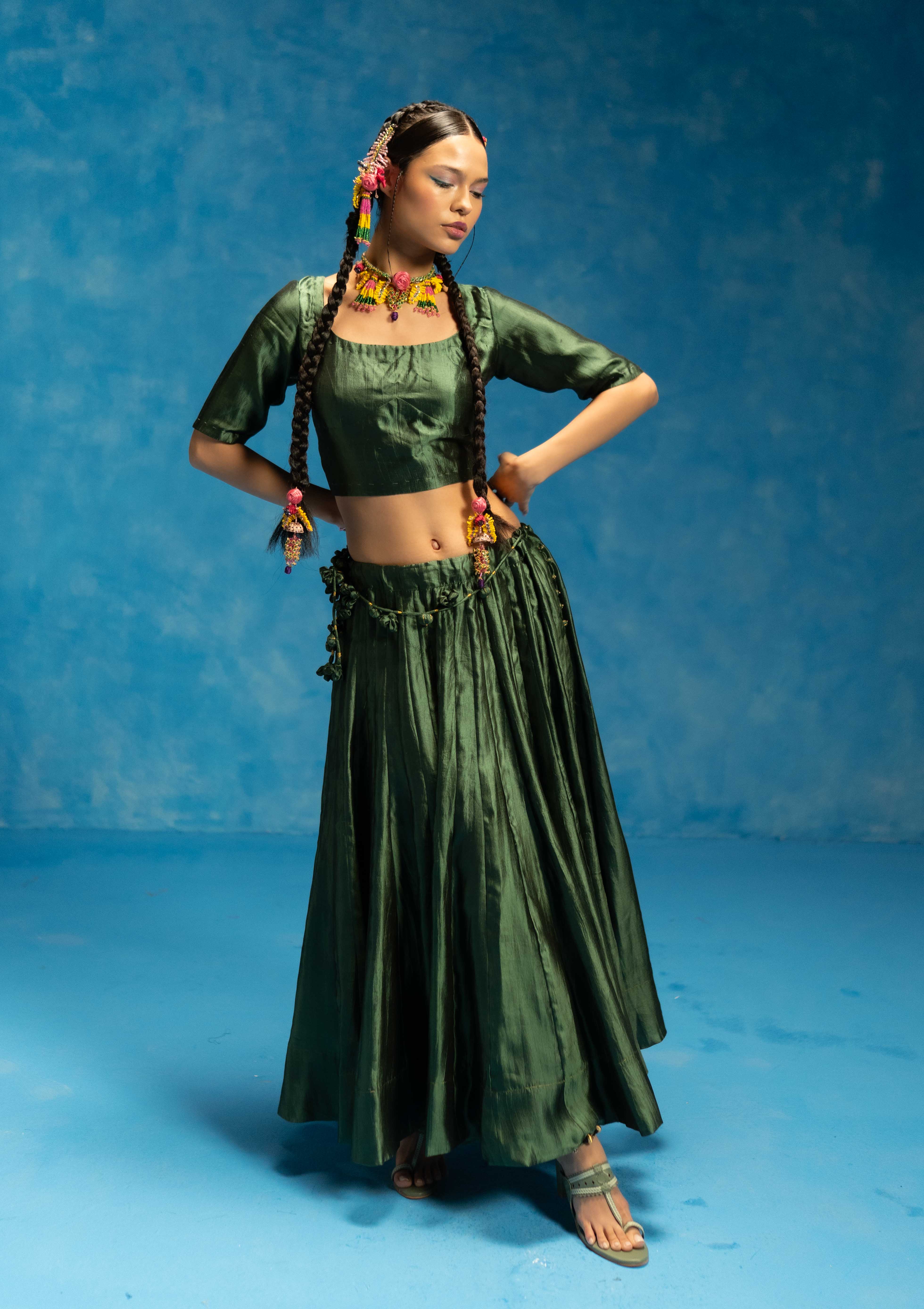 Aampanna Silk Blouse & Skirt Set