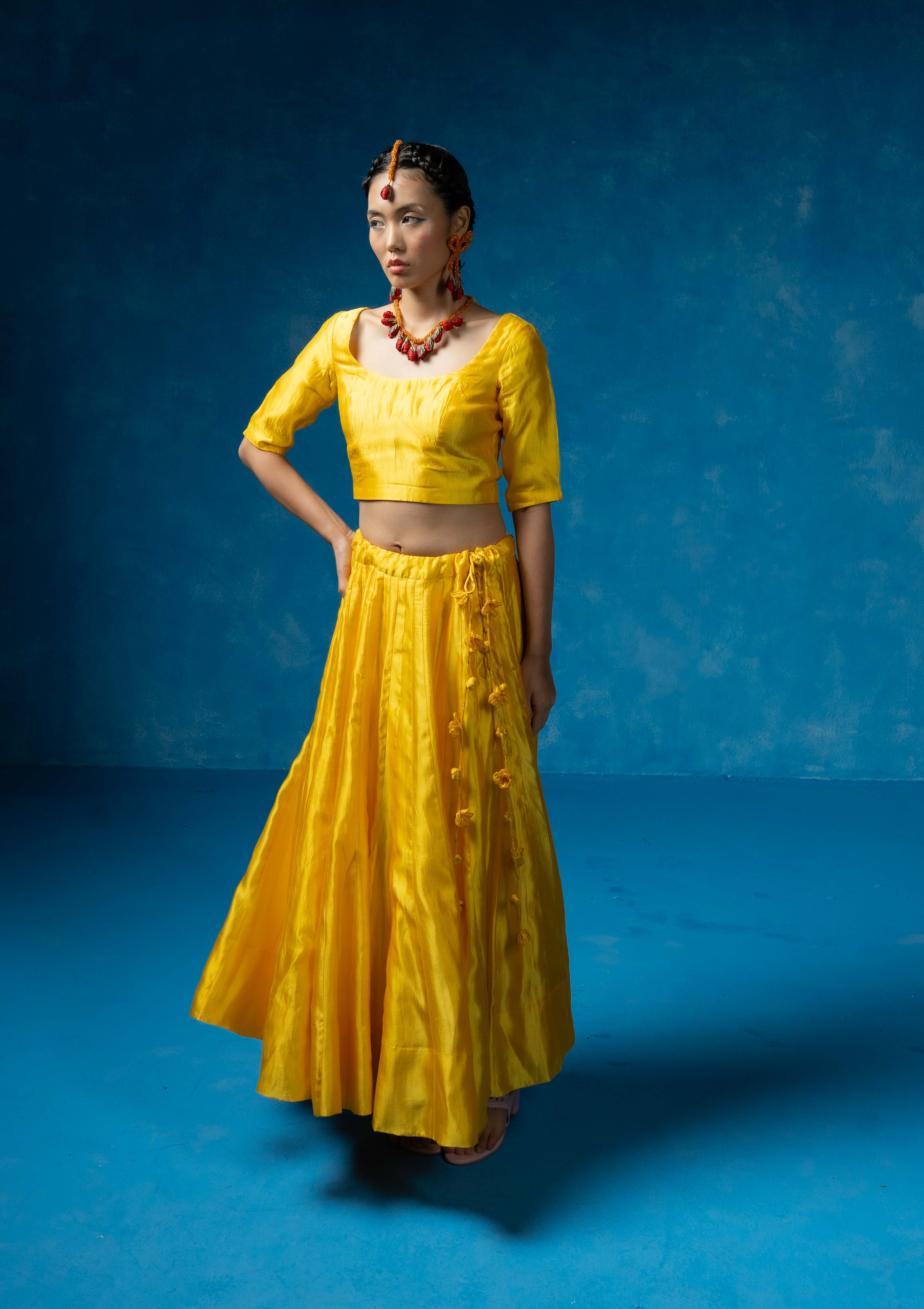 Palash Silk Blouse & Skirt Set