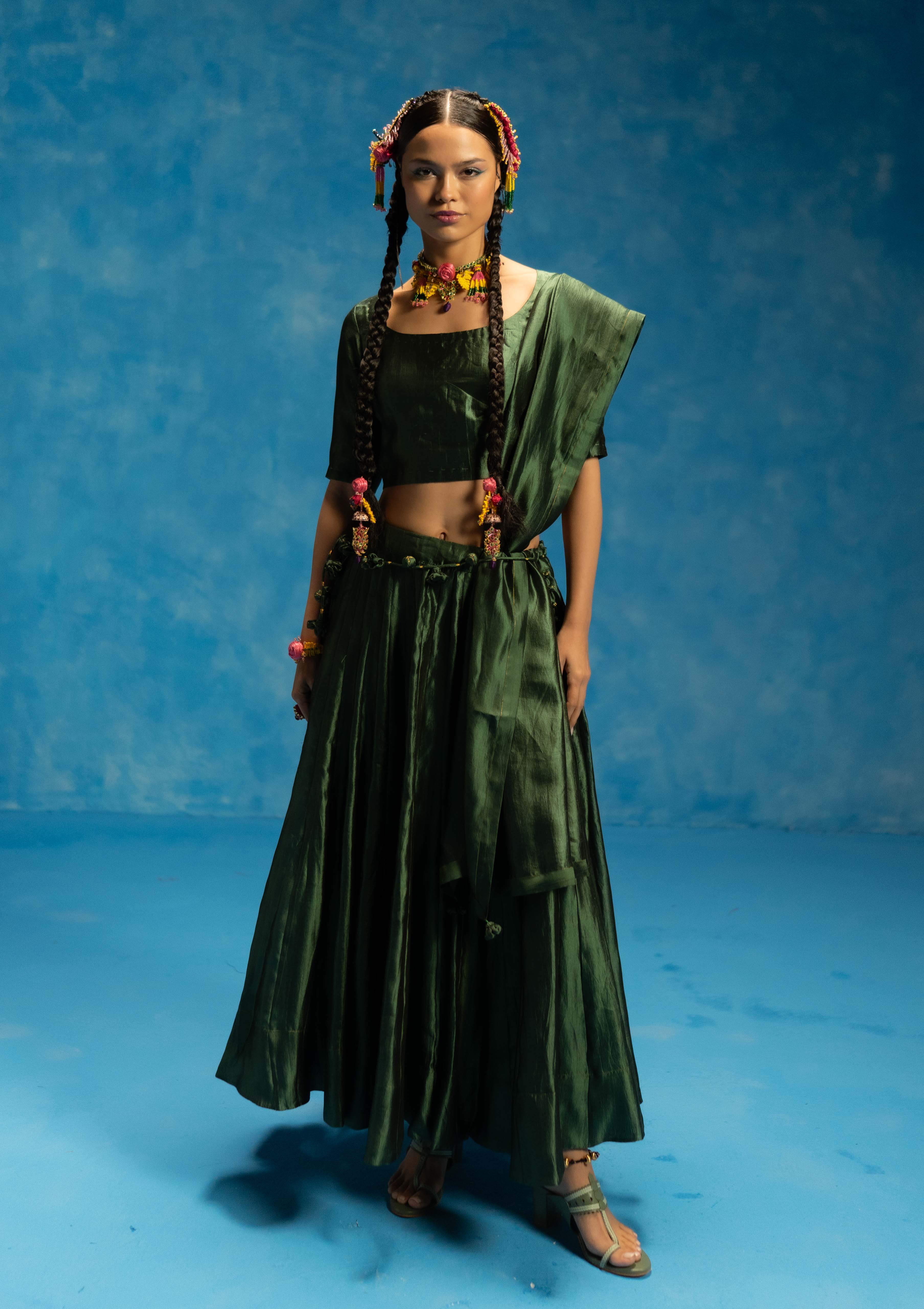Aampanna Blouse, Skirt & Dupatta Set
