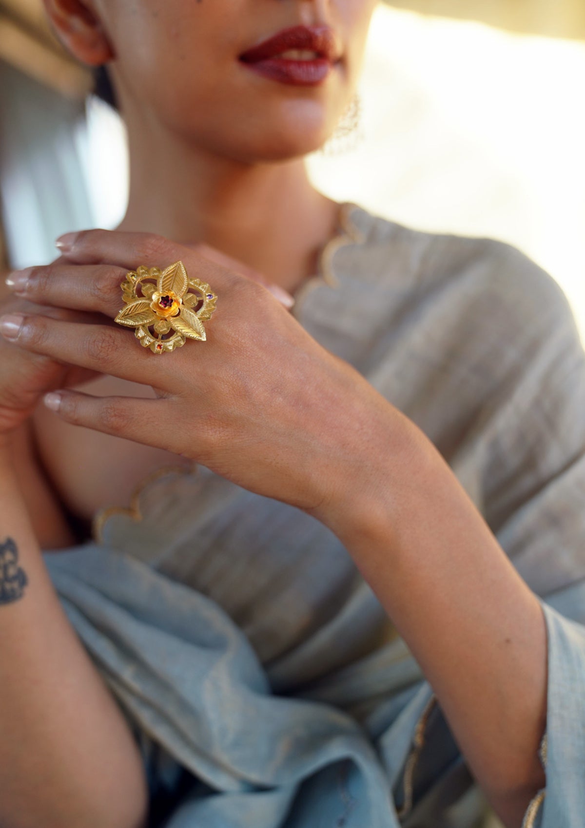 Bela Gold Tone Silver Ring