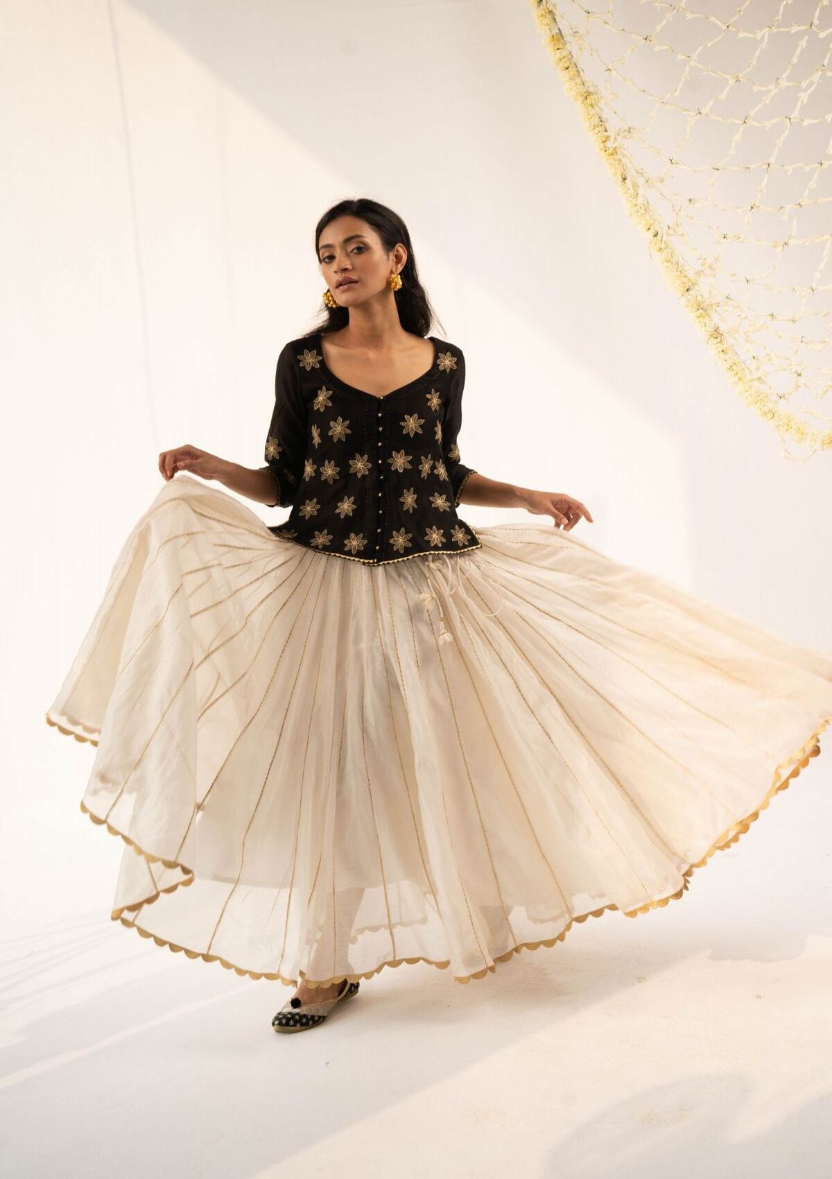 Biju Ivory Chanderi Skirt