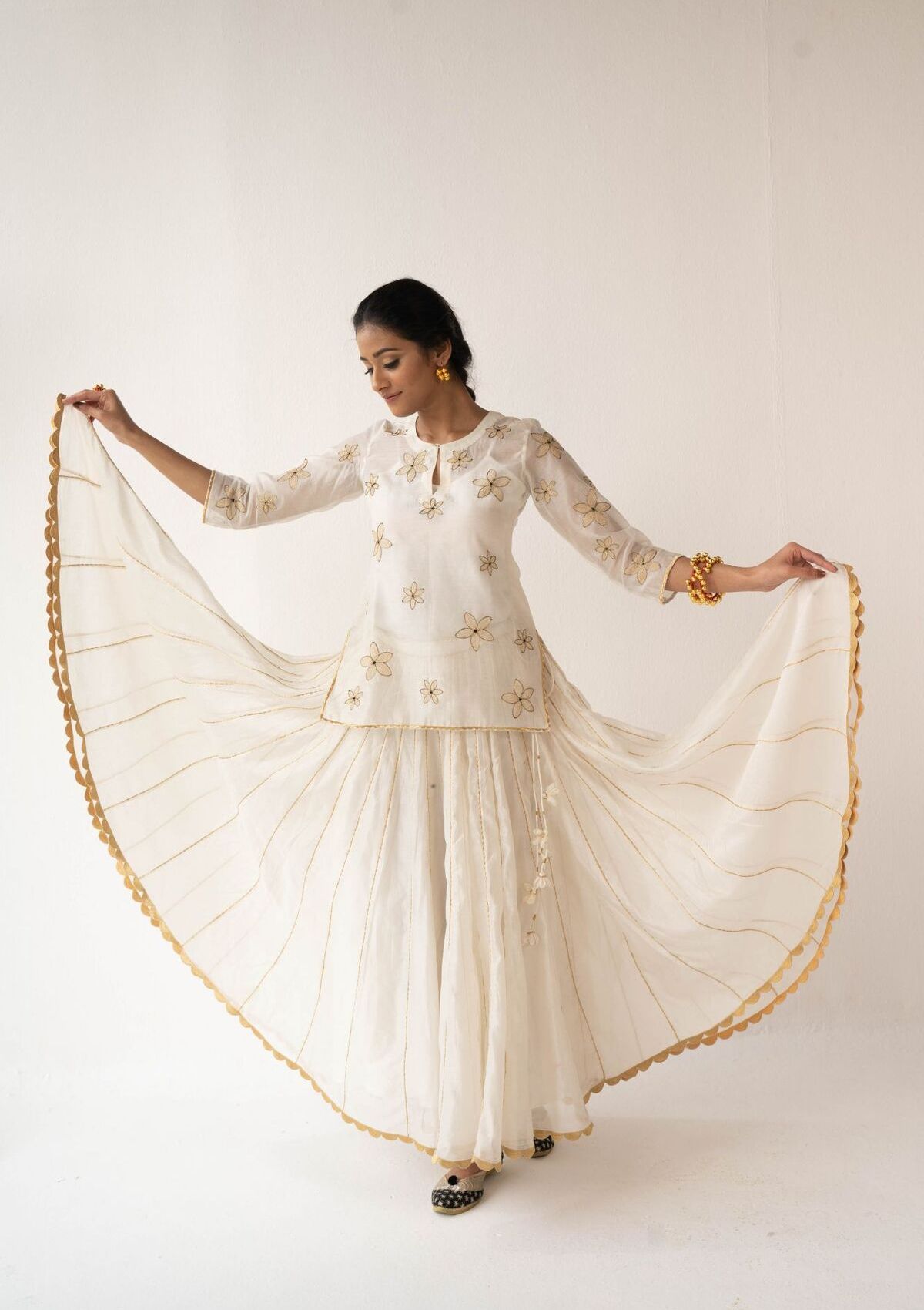 Biju Ivory Chanderi Skirt