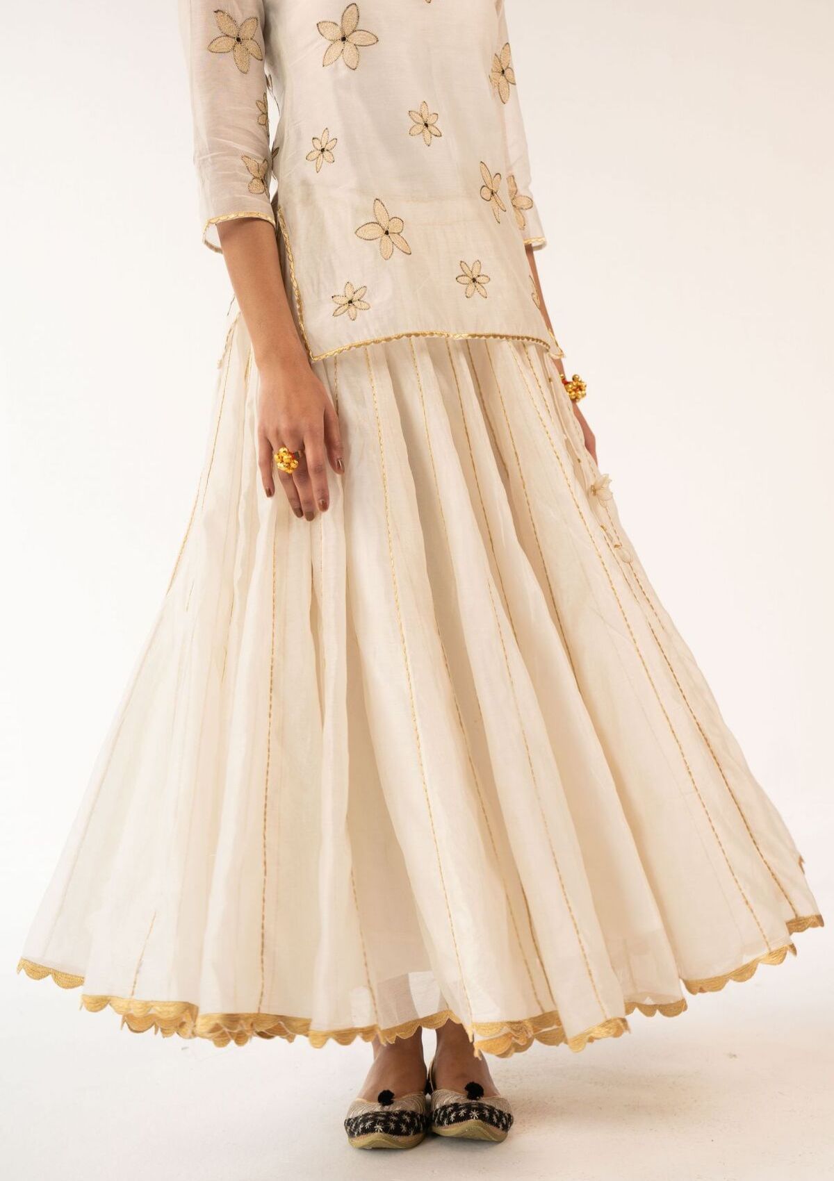 Biju Ivory Chanderi Skirt