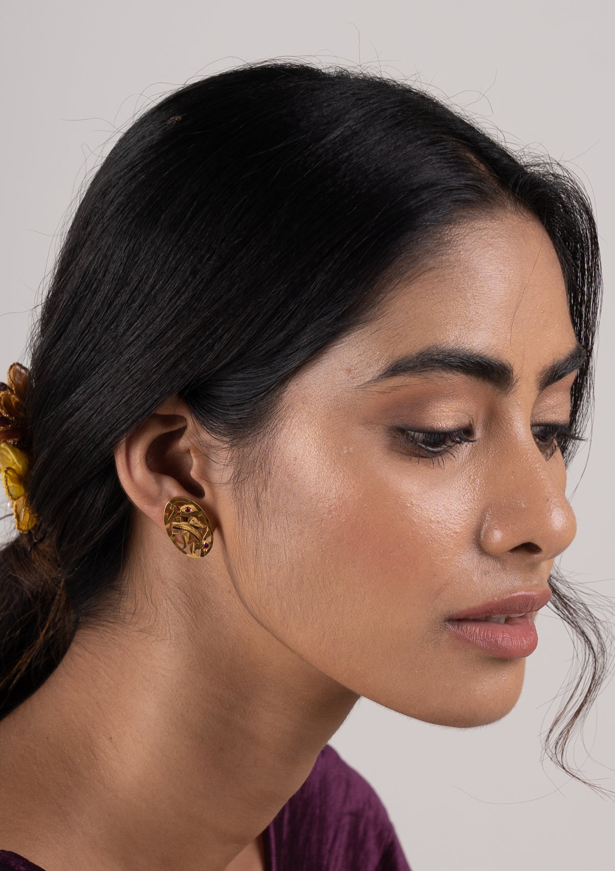 Bijul Gold Tone Silver Studs