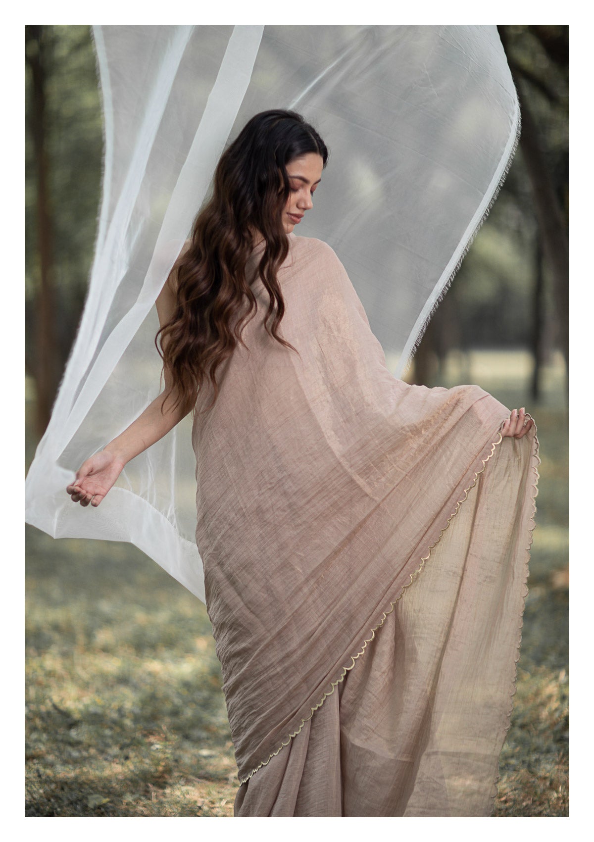 Blush Copper Tissue Chanderi Saree