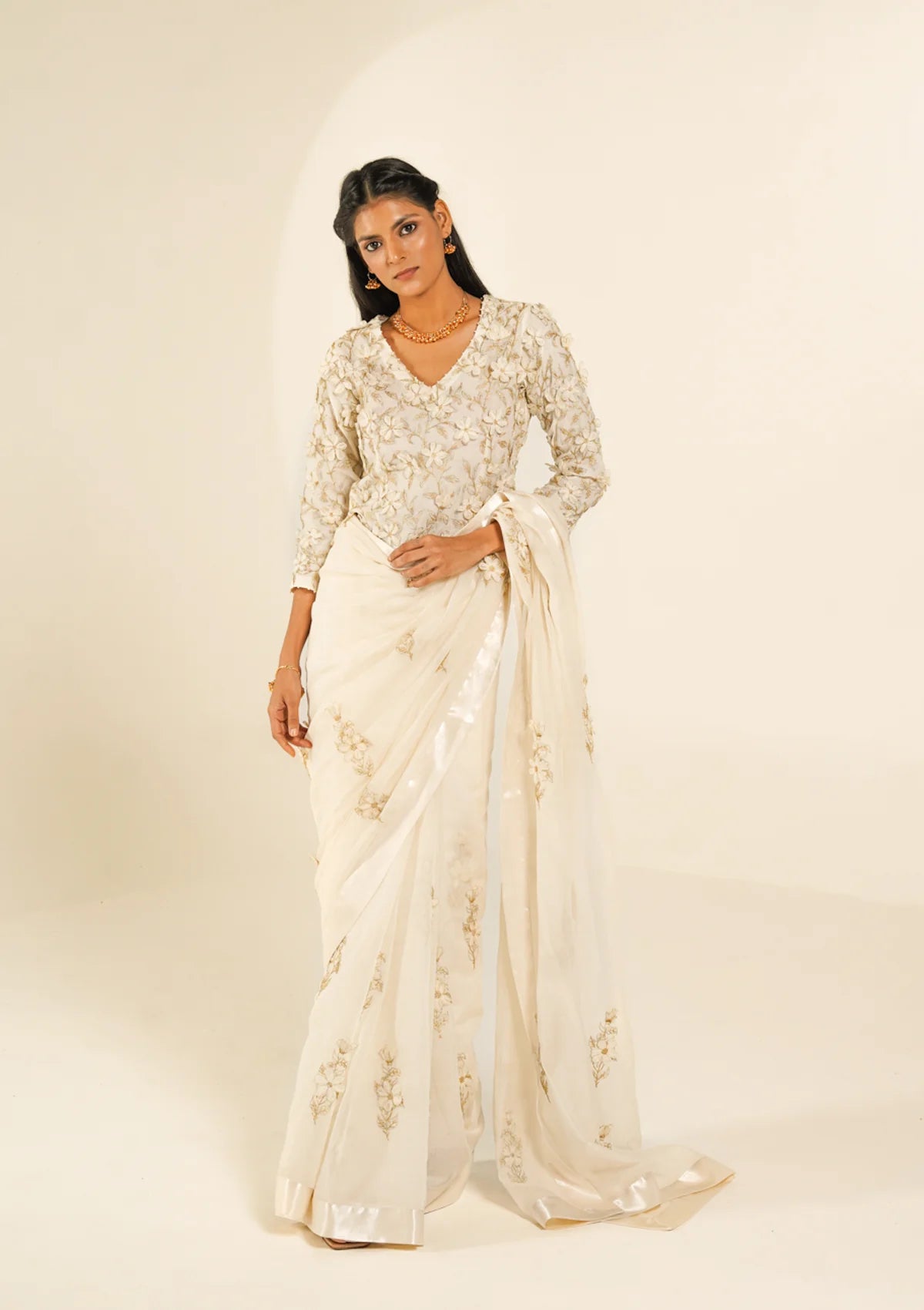 Lupe Floral Applique Saree