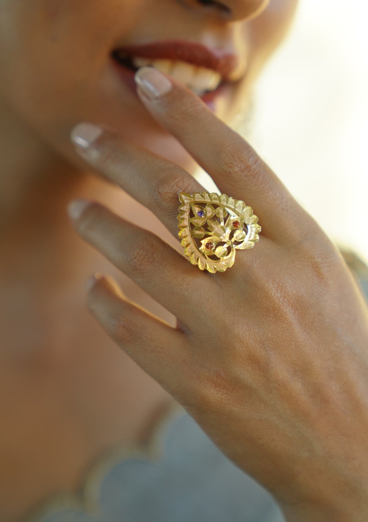 Chakori Handmade Gold Tone Silver Ring