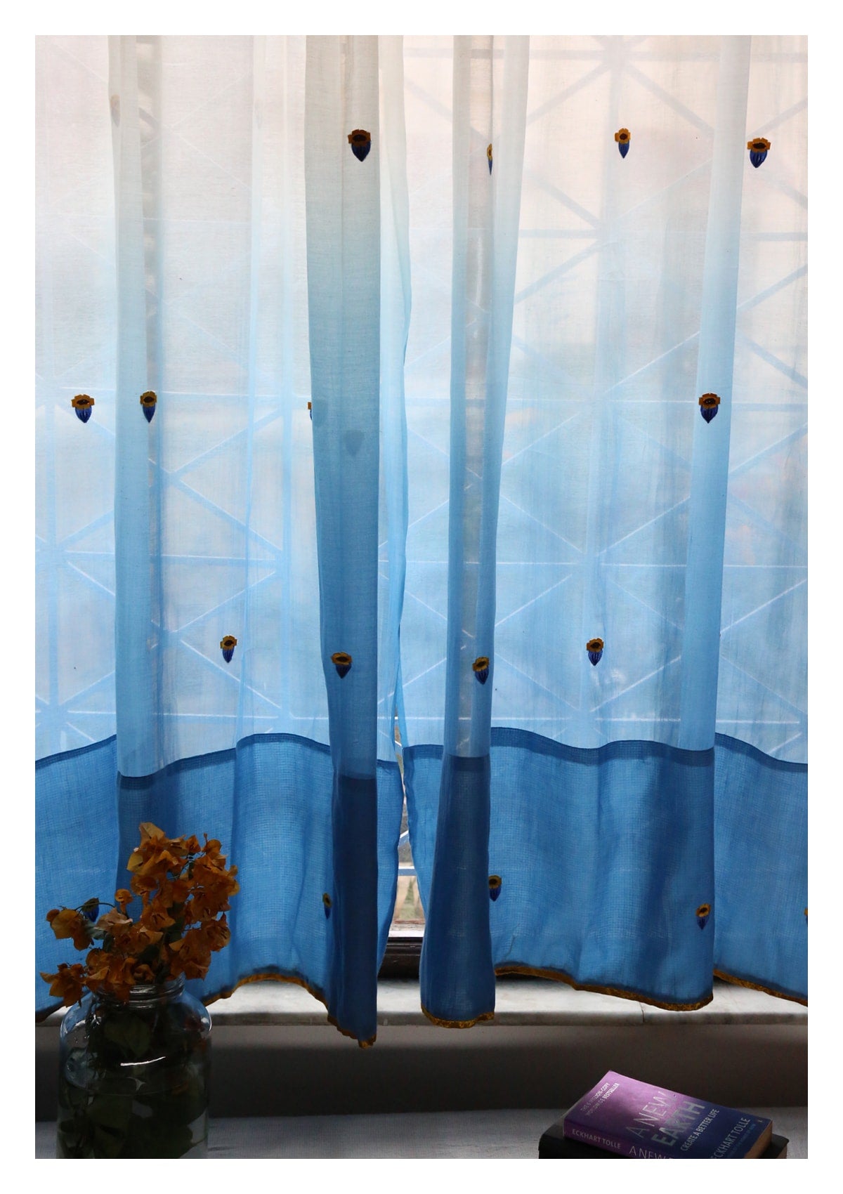 Chandrama Blue Sheer Curtain