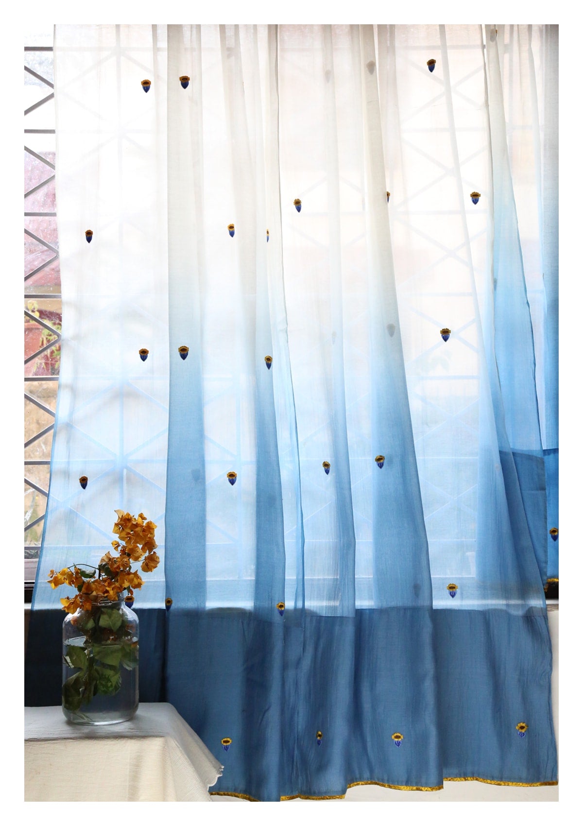 Chandrama Blue Sheer Curtain