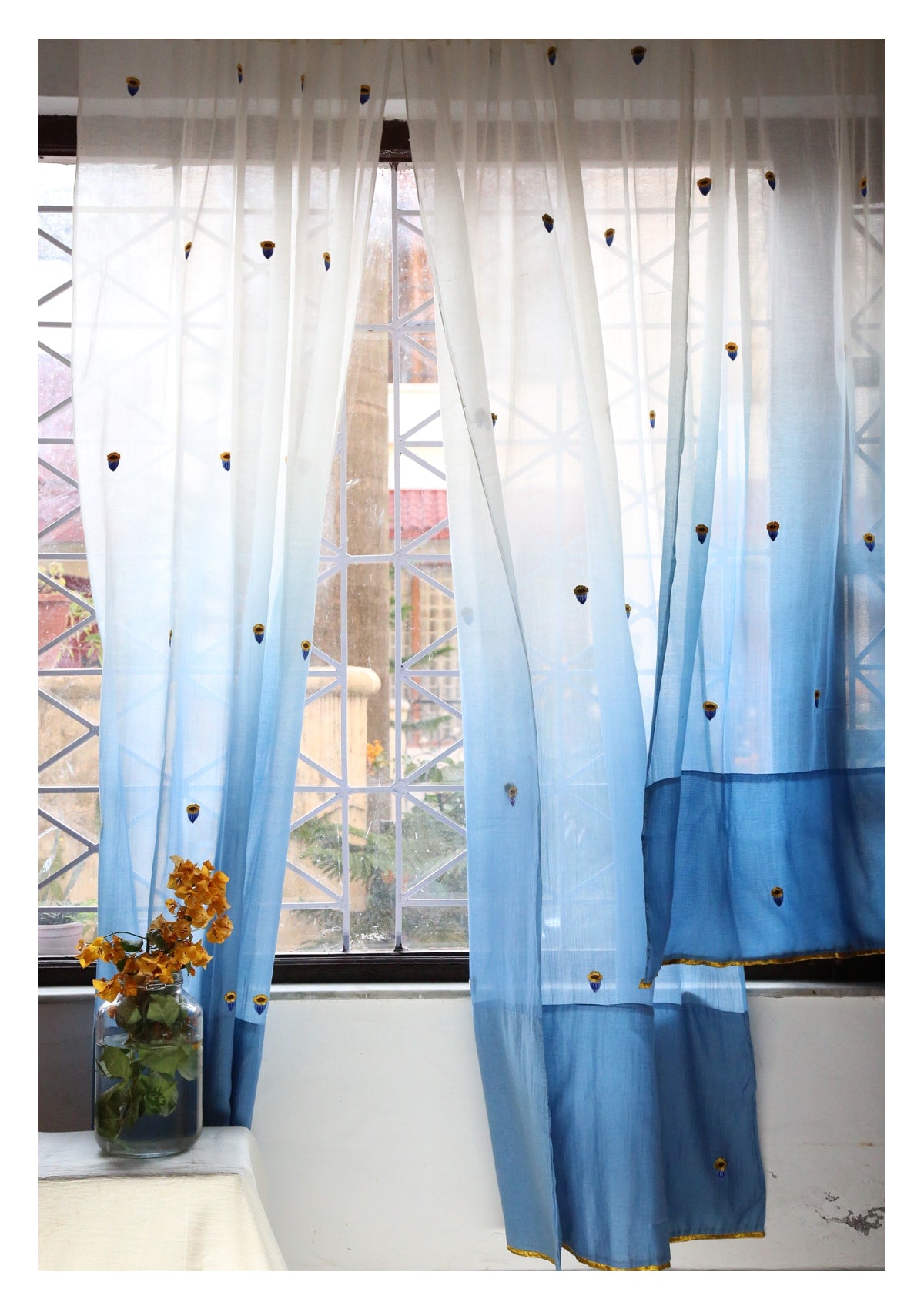 Chandrama Blue Sheer Curtain