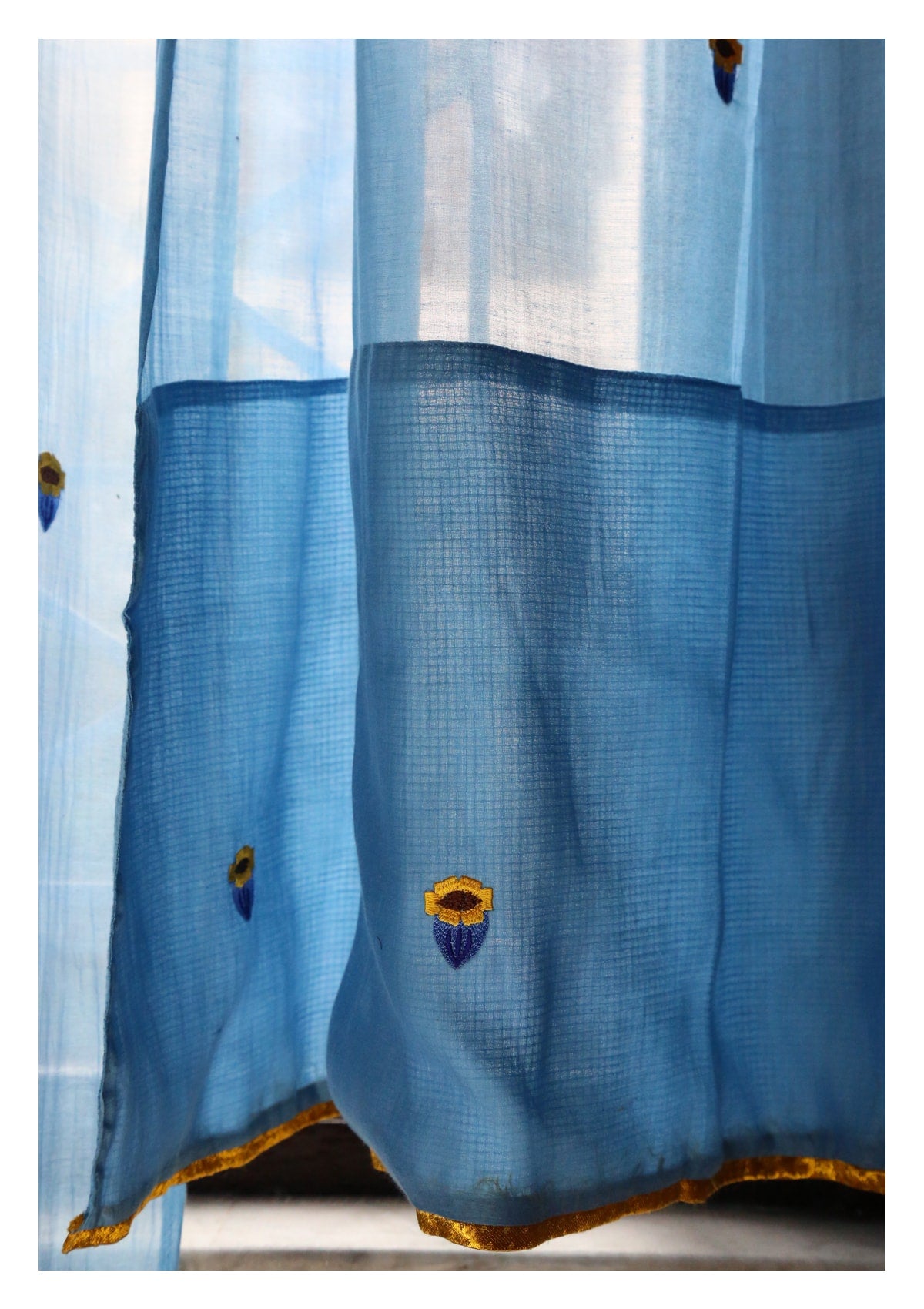 Chandrama Blue Sheer Curtain