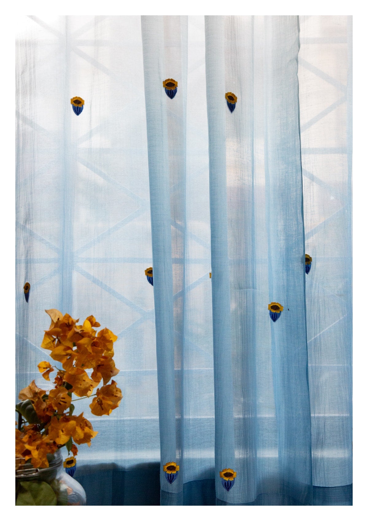 Chandrama Blue Sheer Curtain