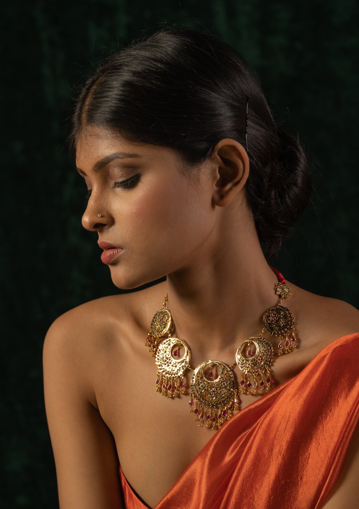 Chandrika Gold Tone Silver Necklace