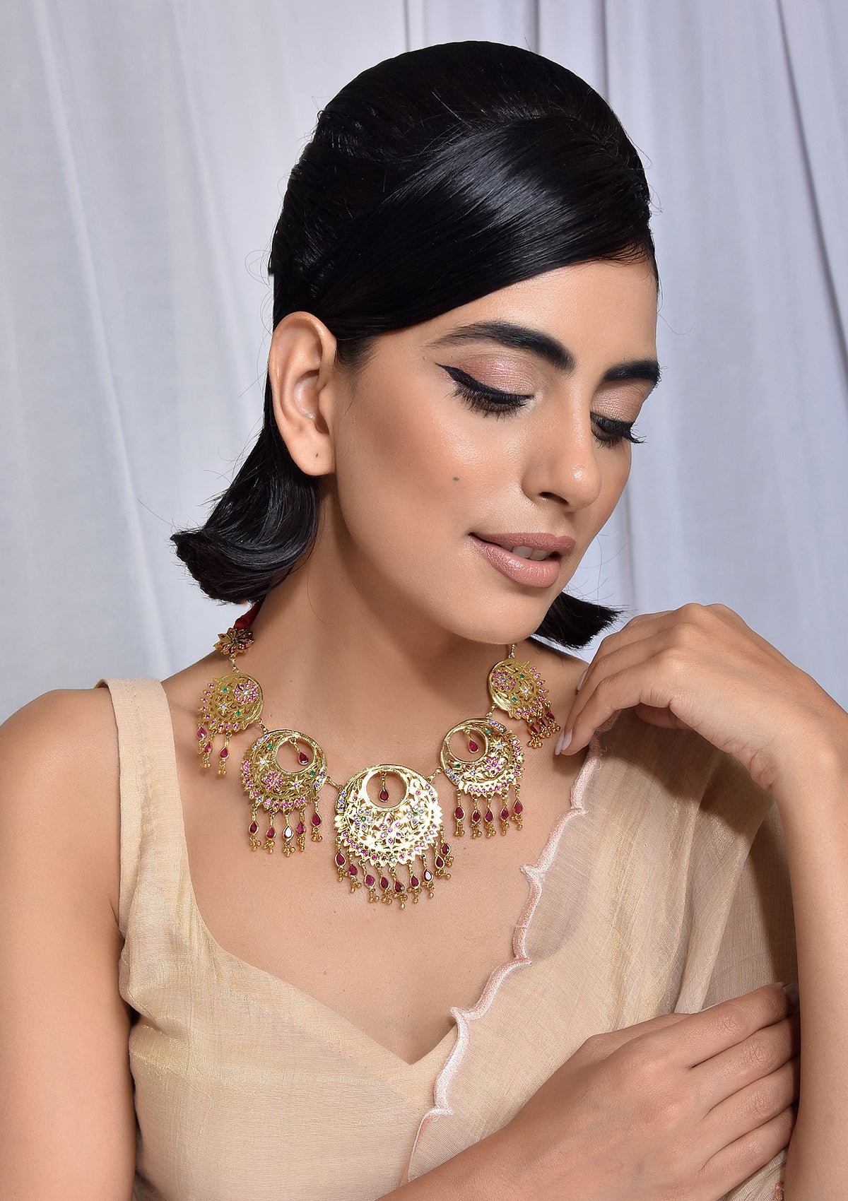 Chandrika Gold Tone Silver Necklace