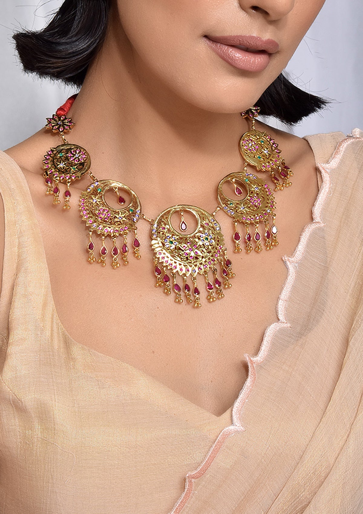 Chandrika Gold Tone Silver Necklace