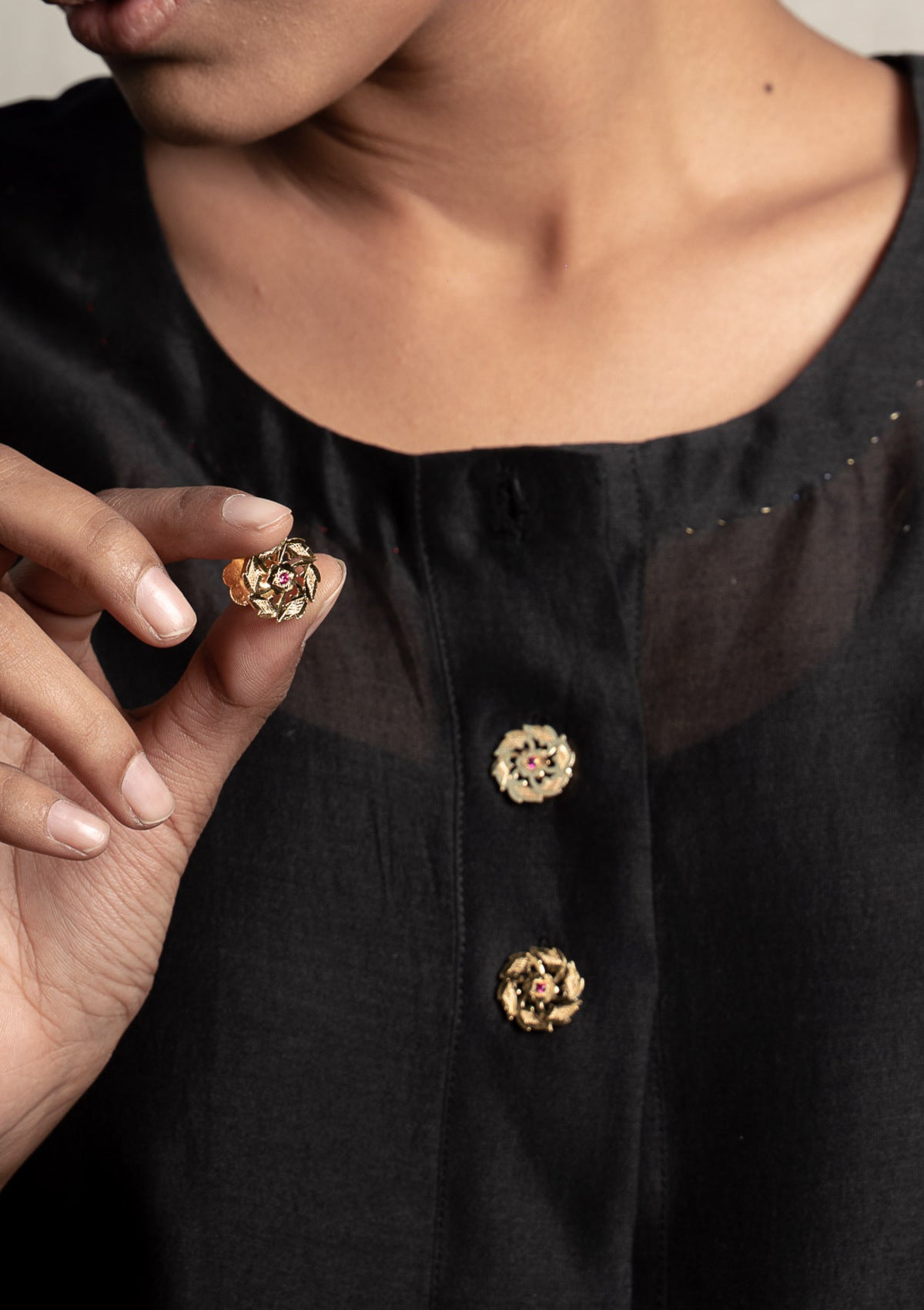 Chellam Gold Tone Silver Buttons