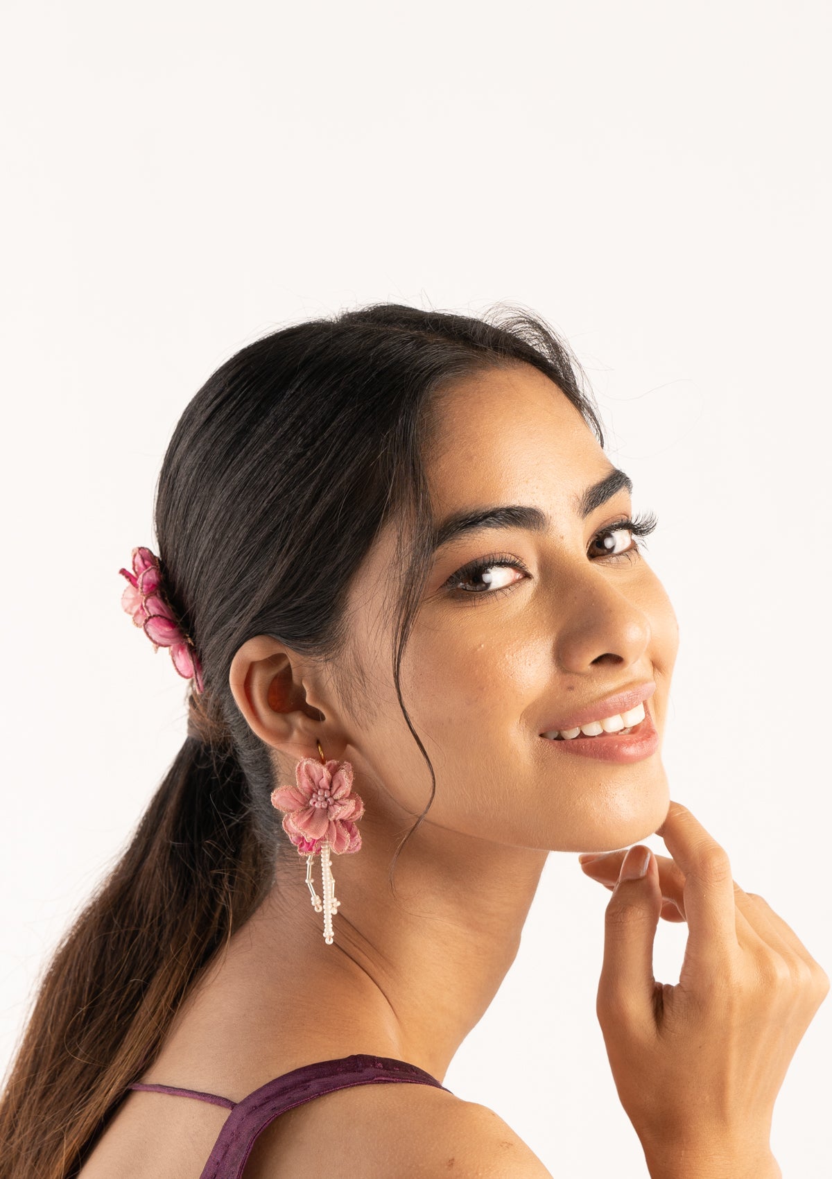 Clara Pink Floral Earrings