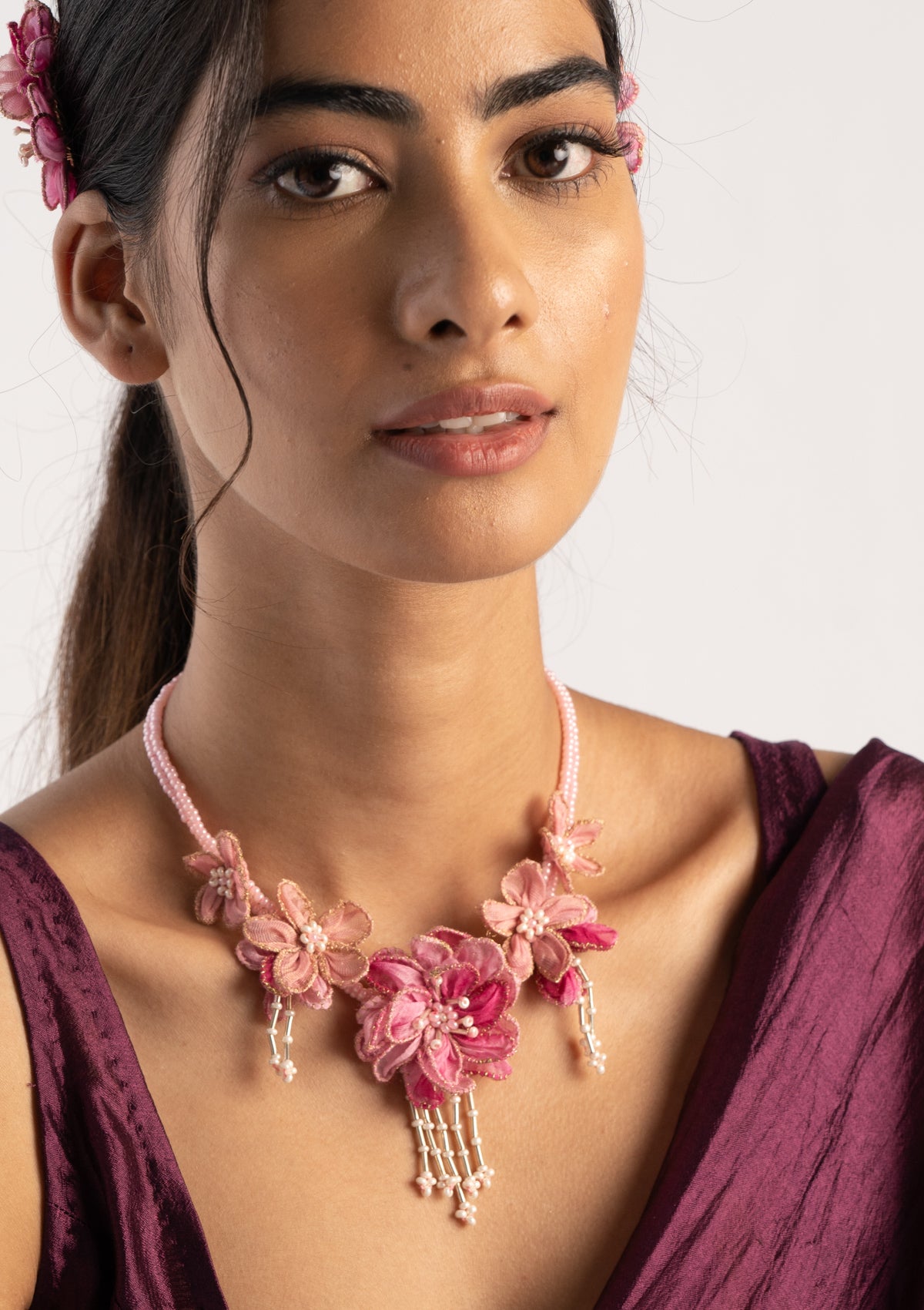 Clara Pink Floral Necklace