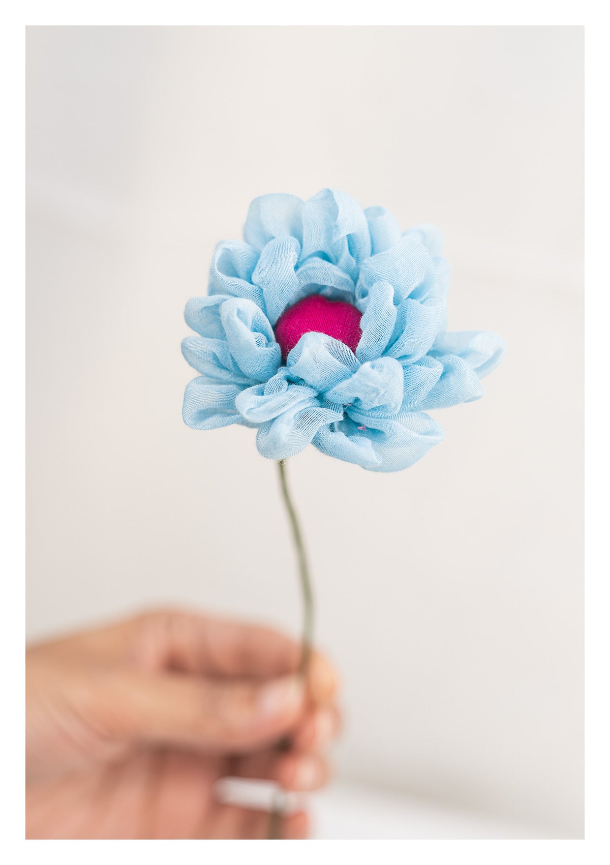 Cool Blue Textile Flower Stem