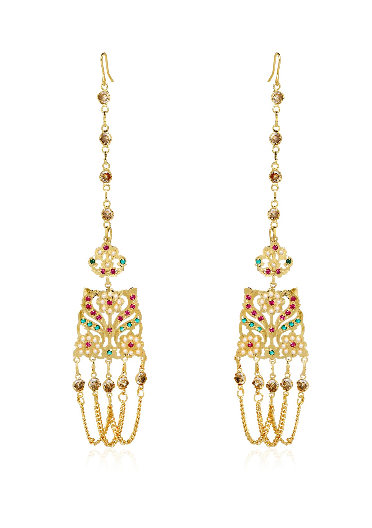 Dehri Gold Tone Silver Necklace & Earrings Set