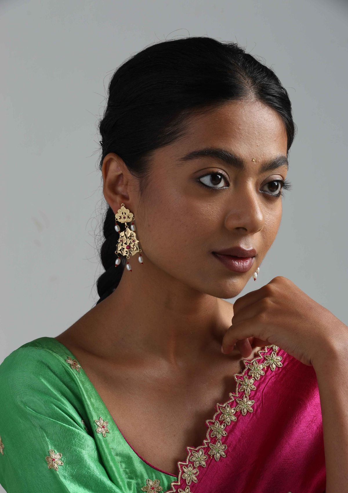 Devika Gold Tone Silver Earrings