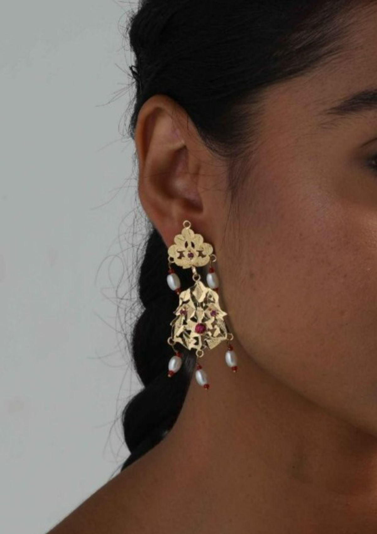 Devika Gold Tone Silver Earrings