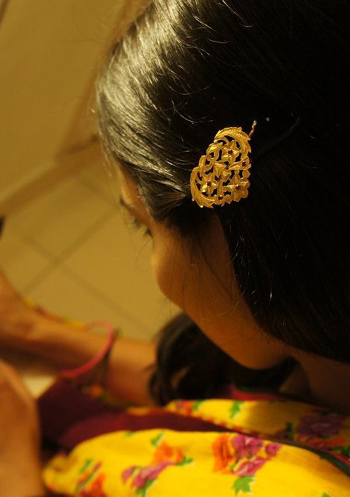 Veda Handmade Gold tone Silver Hairpin