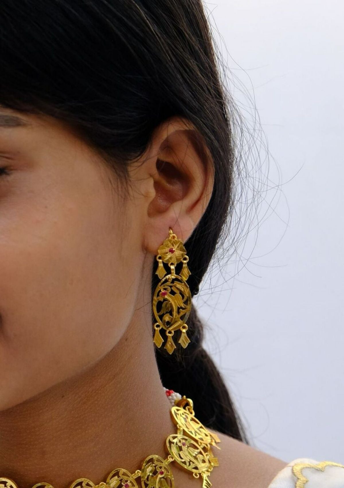 Dilreet Gold Tone Silver Earrings