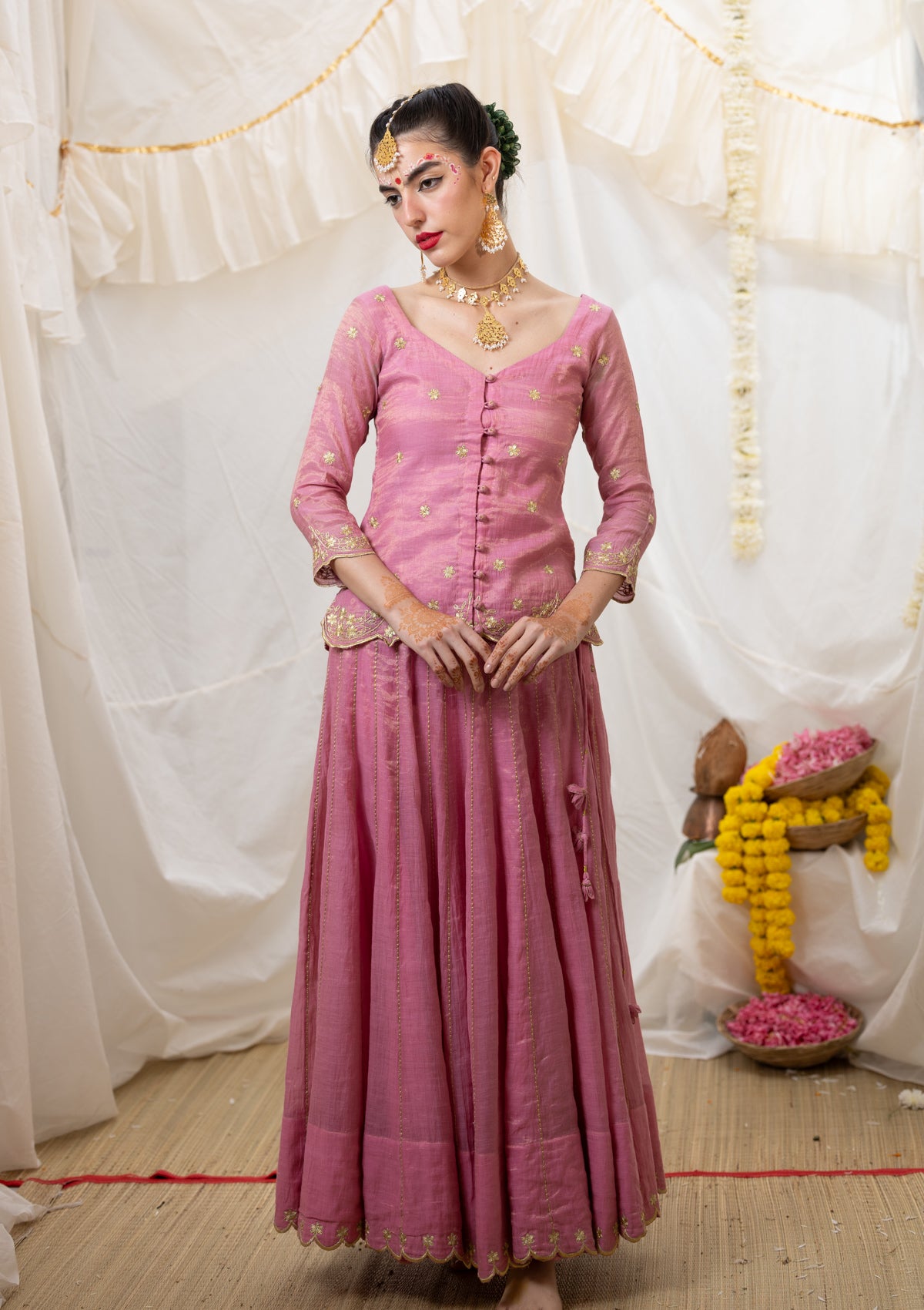 Geeta Tissue Skirt, Blouse & Dupatta Set